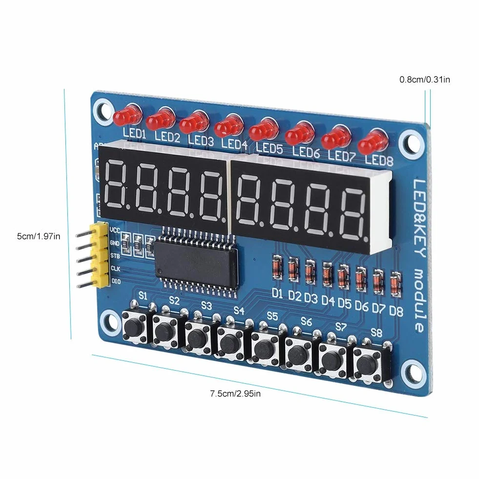 Tonysa 8-bitowy cyfrowy moduł wyświetlacza LED, TM1638, entuzjaści elektroniki, profesjonaliści, moduł wyświetlacza
