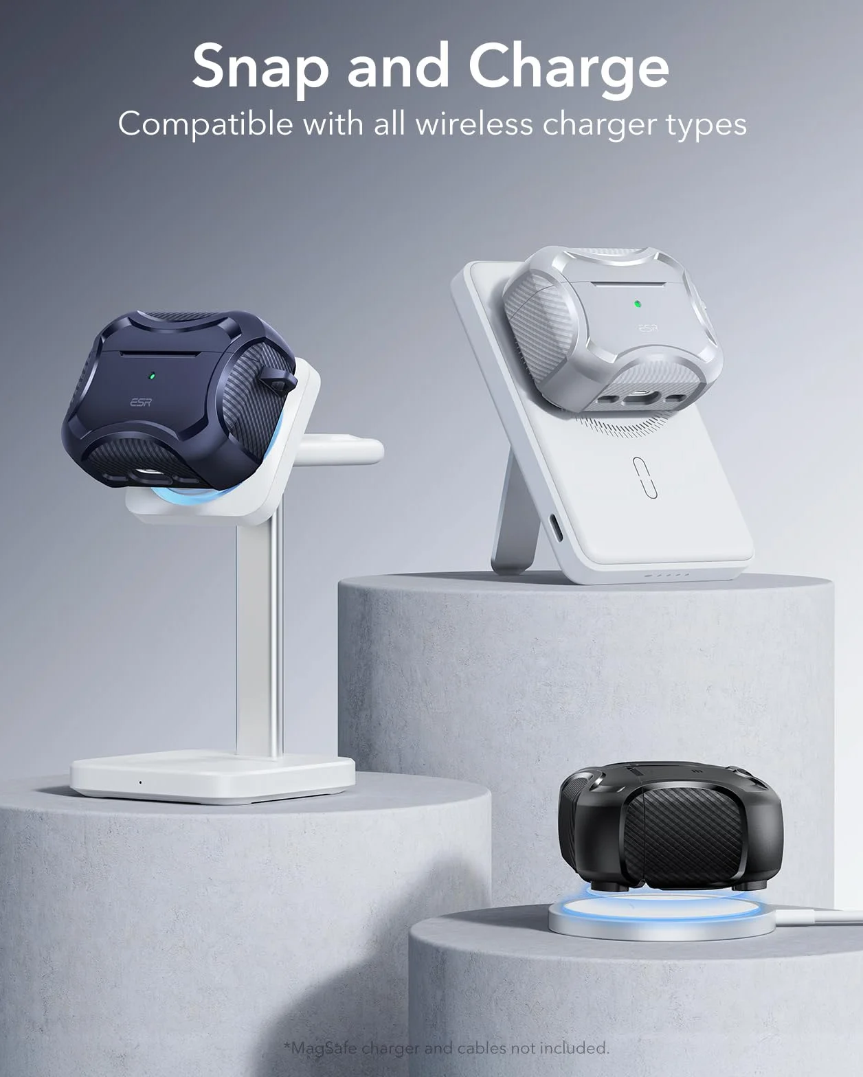 ESR Etui do AirPods Pro 3 (2025), kompatybilne z Airpods Pro 3. generacji (kabel USB-C), magnetyczna pokrywka, gotowe do MagSafe, potężna ochrona przed upadkiem, seria Cyber, czarne