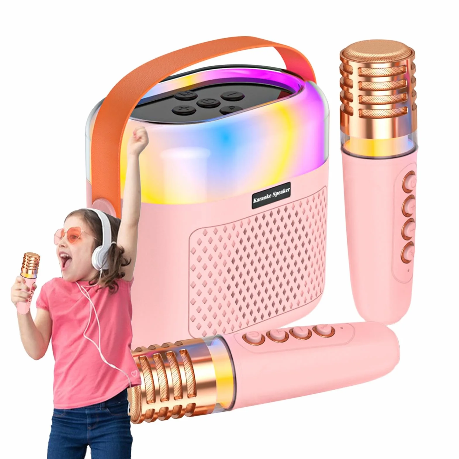 Przeno? maszyna do karaoke, karaoke dla dzieci - 1200mAh ?piewaj?ca maszyna do karaoke dla dzieci | 2 mikrofony bezprzewodowe, g?o?nik do karaoke, domowy system karaoke ?wi?teczne Halloween