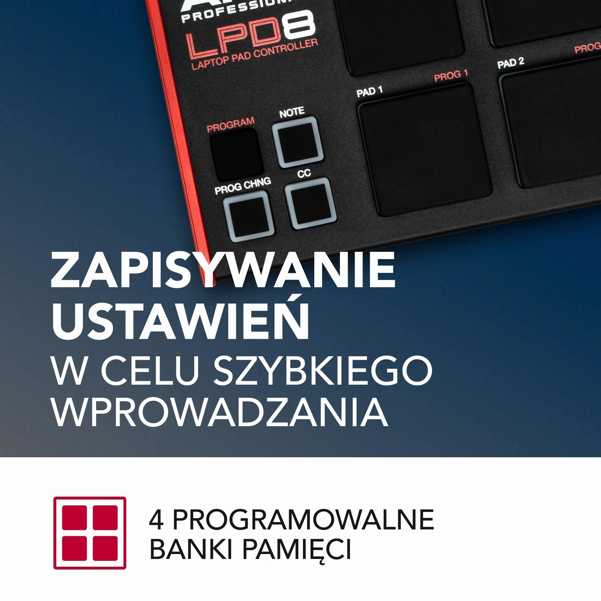 Akai Professional LPD8 - Kontroler USB MIDI z 8 Responsywnymi Padami Perkusyjnymi MPC (Mac i PC), 8 Pokrętłami i Programy do Produkcji Muzyki