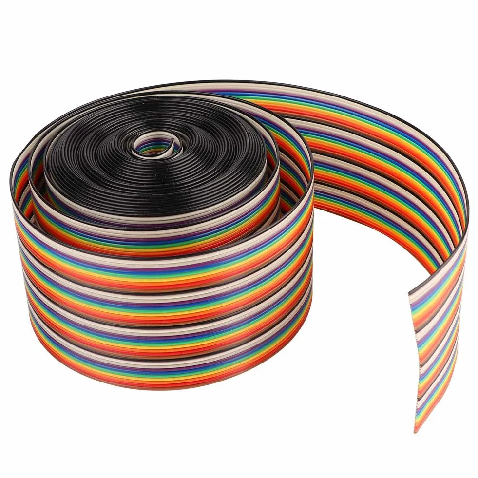 Płaski kabel taśmowy, 40P tęczowy płaski kabel taśmowy, 1,27 mm kolorowy rozstaw kabli Szerokość drutu 2 "płaski kabel taśmowy IDC (2 m)