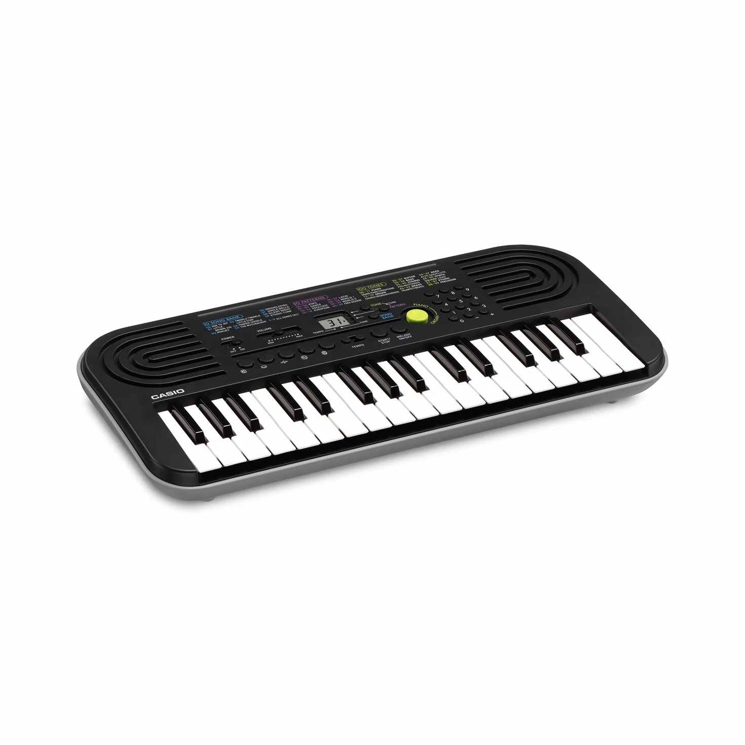 Casio - Klawiatura MIDI SA-47, 127 klawiszy, czarna, szara podstawa (127 klawiszy, 446 mm, 208 mm, 51 mm, 1 kg, DC)