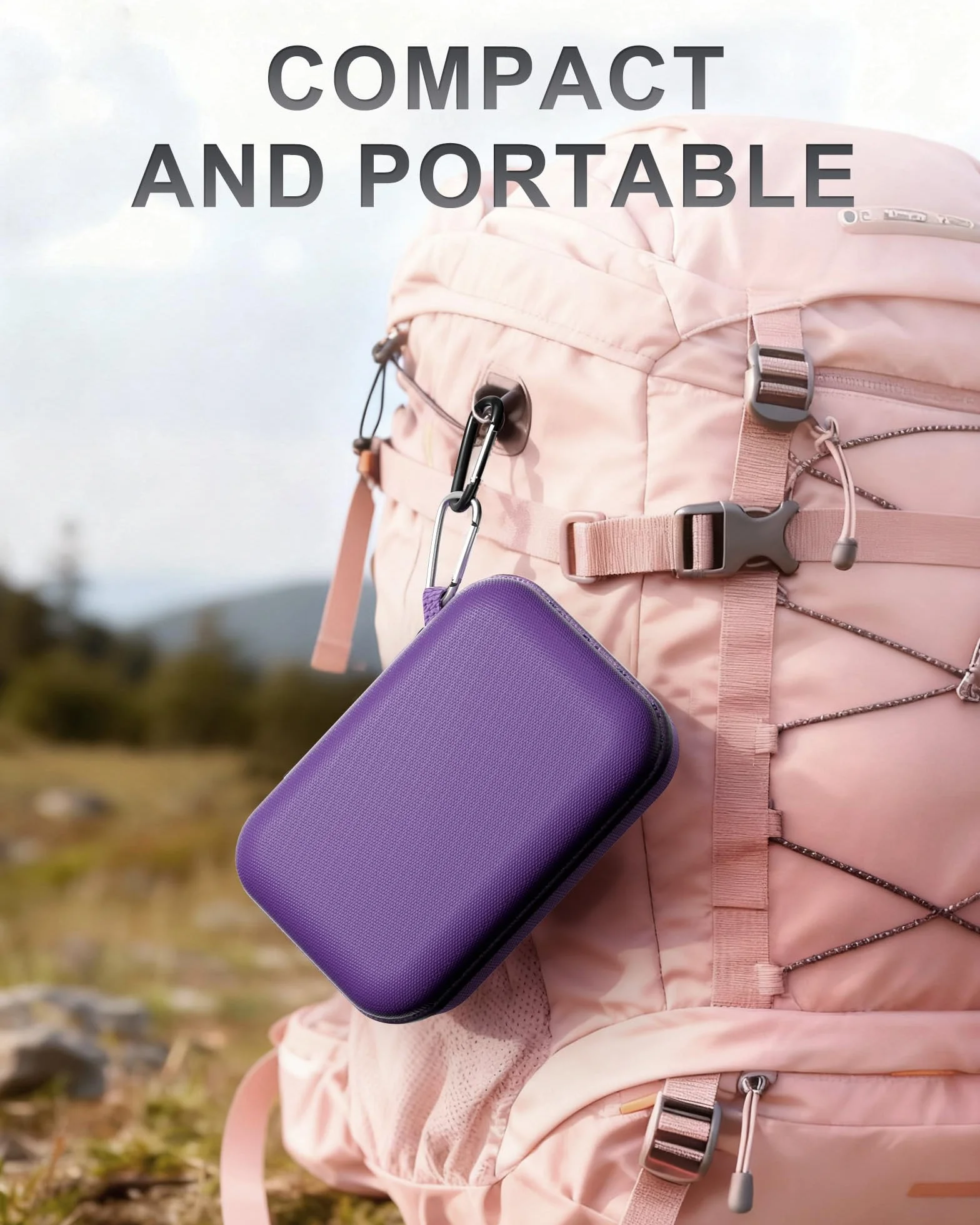 ProCase Twarde etui do JBL GO 4 / GO 3 / GO 3 Eco/GO 3 Ultra, przenośny futerał podróżny na głośnik Bluetooth, odporna na wstrząsy i zarysowania torba transportowa - fioletowy