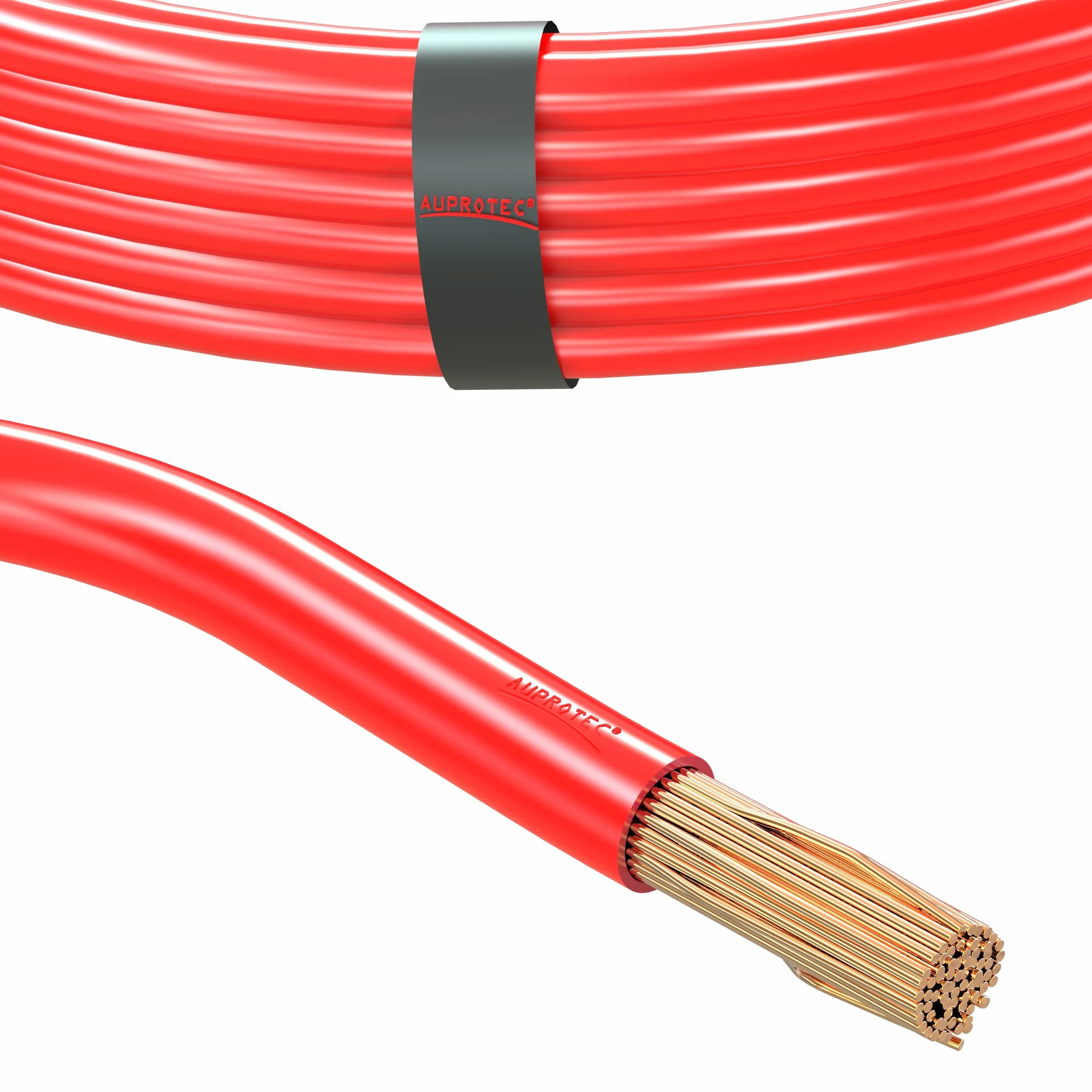 AUPROTEC 1m kabel samochodowy 25.0 mm² Fly zasilający do akumulatora uziemiający, czerwony