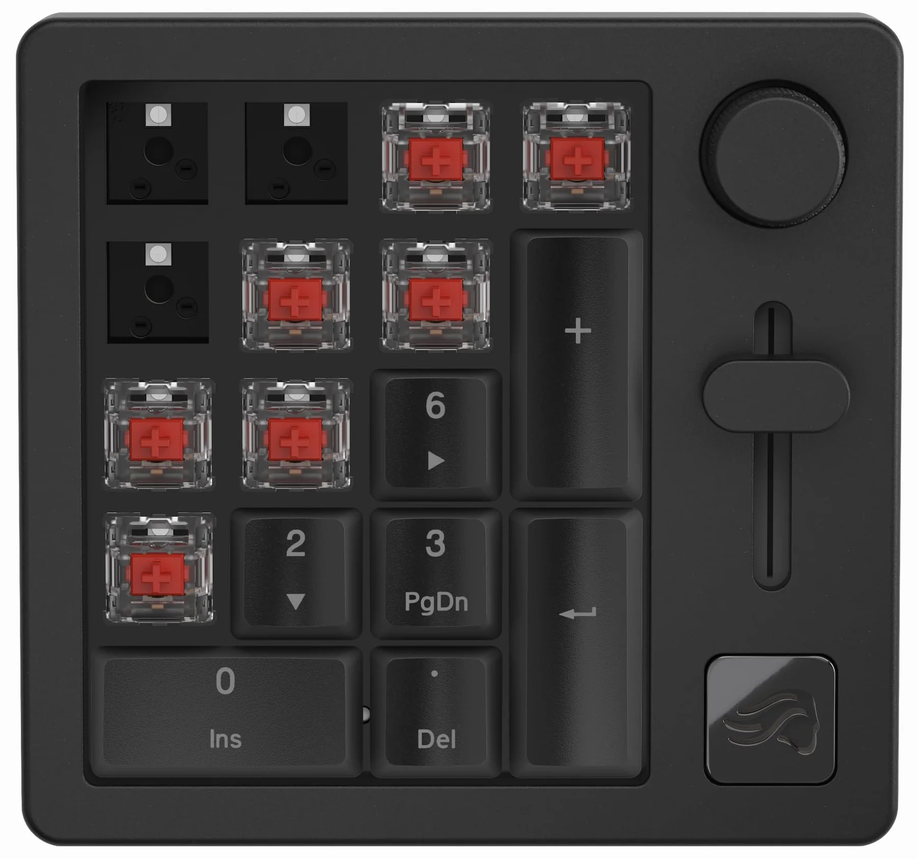 Glorious Gaming GMMK – przewodowo lub bezprzewodowo (Bluetooth), aluminium, suwak do konfiguracji i gałka do obrotów, RGB, 18x ABS doubleshoot – Czarny