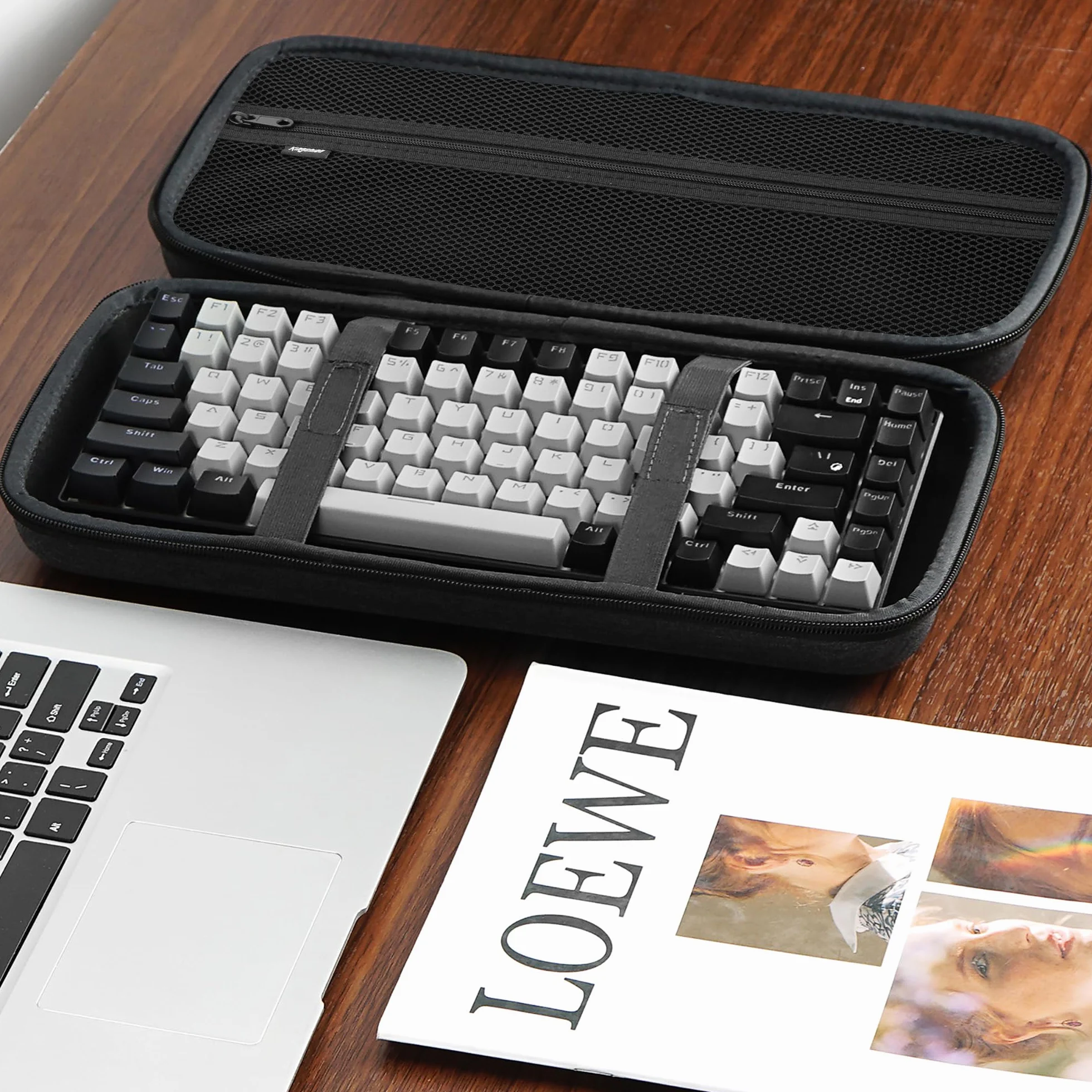 Twarde etui na klawiaturę 75%, twarde etui podróżne na 84-klawiszową przenośną klawiaturę, kompatybilne z Keychron K2, klawiatura mechaniczna Logitech POP. (tylko etui) - ciemnoszary, szary,