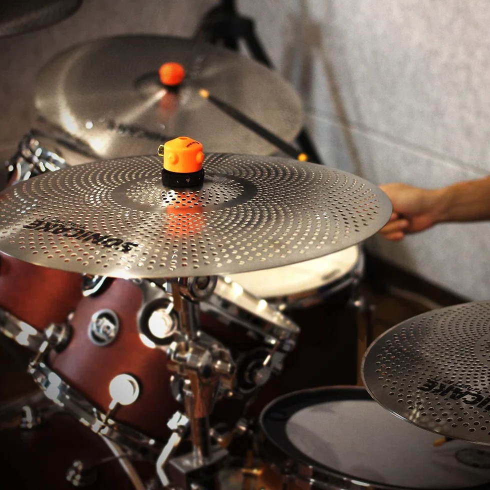 SONICAKE Zestaw talerzy o niskiej objętości, zestaw cichych talerzy 35 cm, Hi-Hat+40 cm, Crash 45 cm + 50 cm zestaw talerzy treningowych, 5 szt., srebrny