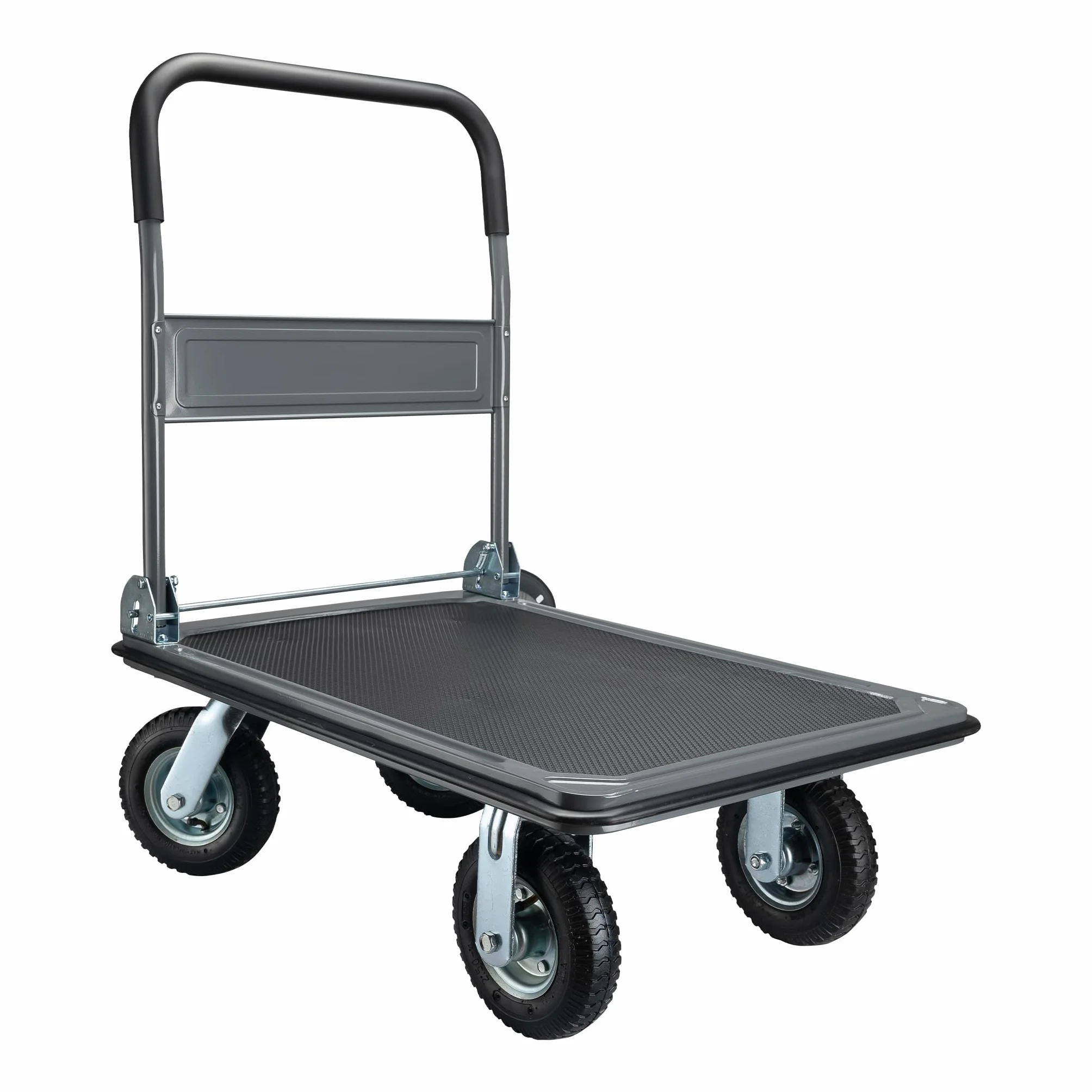 Wiltec Wózek transportowy platformowy 300 kg, składany wózek magazynowy 895x610x985 mm, ręczny wózek z pompowanymi kołami i antypoślizgową platformą
