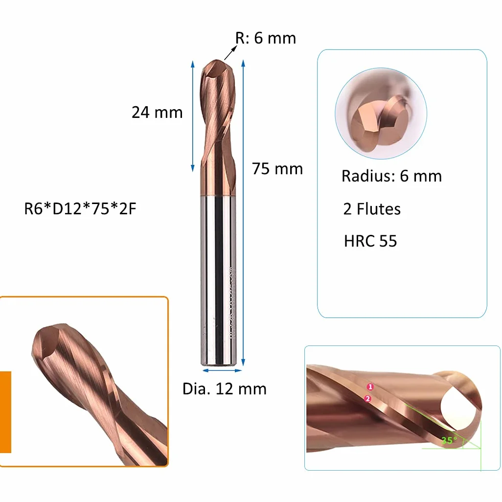 Frez do frezów o średnicy 4,5 mm, średnica chwytu 10 mm, trwały frez wolframowy HRC 55 do metalowej stali żelaznej TiAIN powłoka … (6,0 mm)