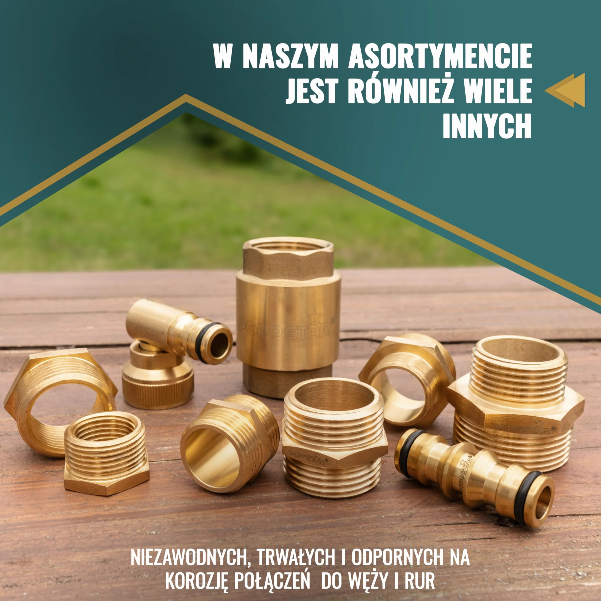 Poppstar mosiężne złącze redukcyjne, gwint zewnętrzny 1 cal na 3/4 cala, sześciokątne, 1 sztuka