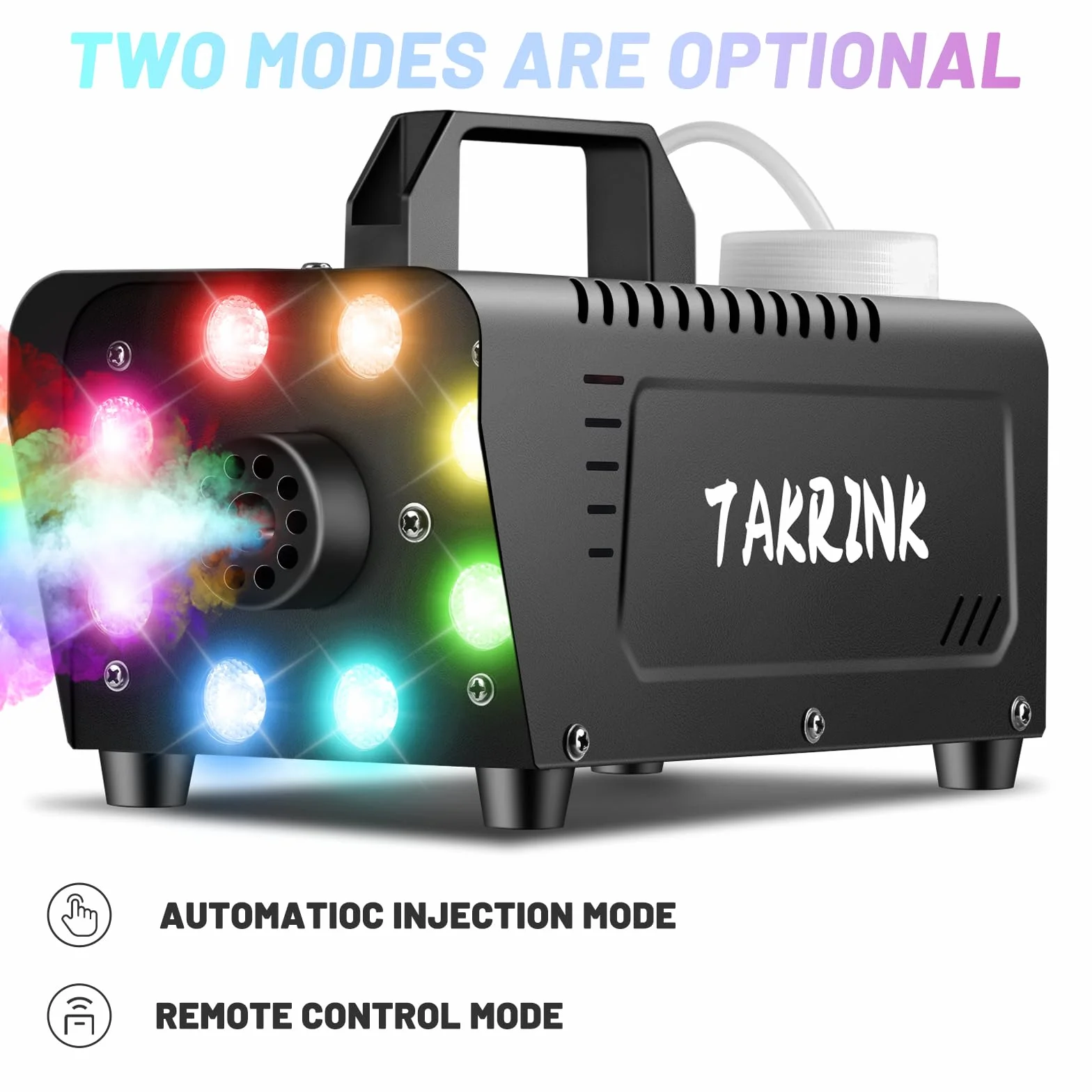 TAKRINK Pilot do Wytwornicy Dymu 900 W Przenośna Wytwornica Mgły z 8 Regulowanymi Kolorami LED