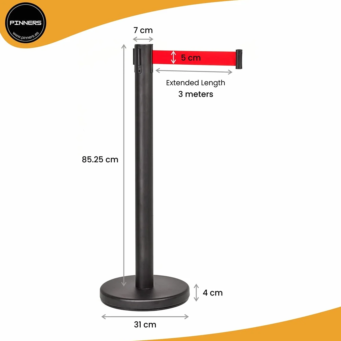 Post Separator, Taśma Rozsuwana 3 metry (2szt), Polski Separator, Taśma nie przechodząca, Taśma ograniczająca, Rozsuwana taśma, Taśma zabronione kroku, Barierka rozsuwana 3 m