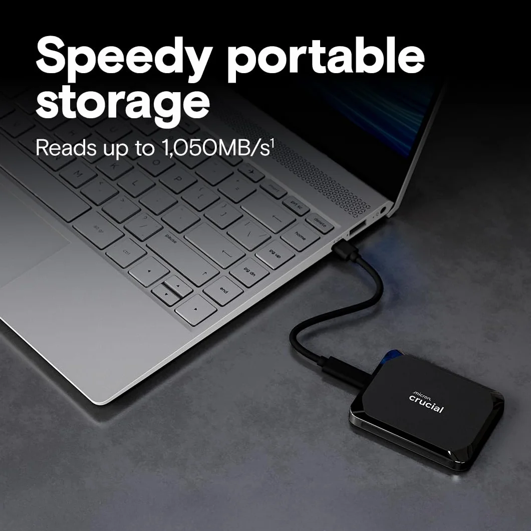 Crucial X9 4TB przenośny dysk SSD do 1050 MB/s, kompatybilny z komputerami PC, Mac i konsolami do gier, zewnętrzny dysk SSD, USB-C 3.2 - CT4000X9SSD902