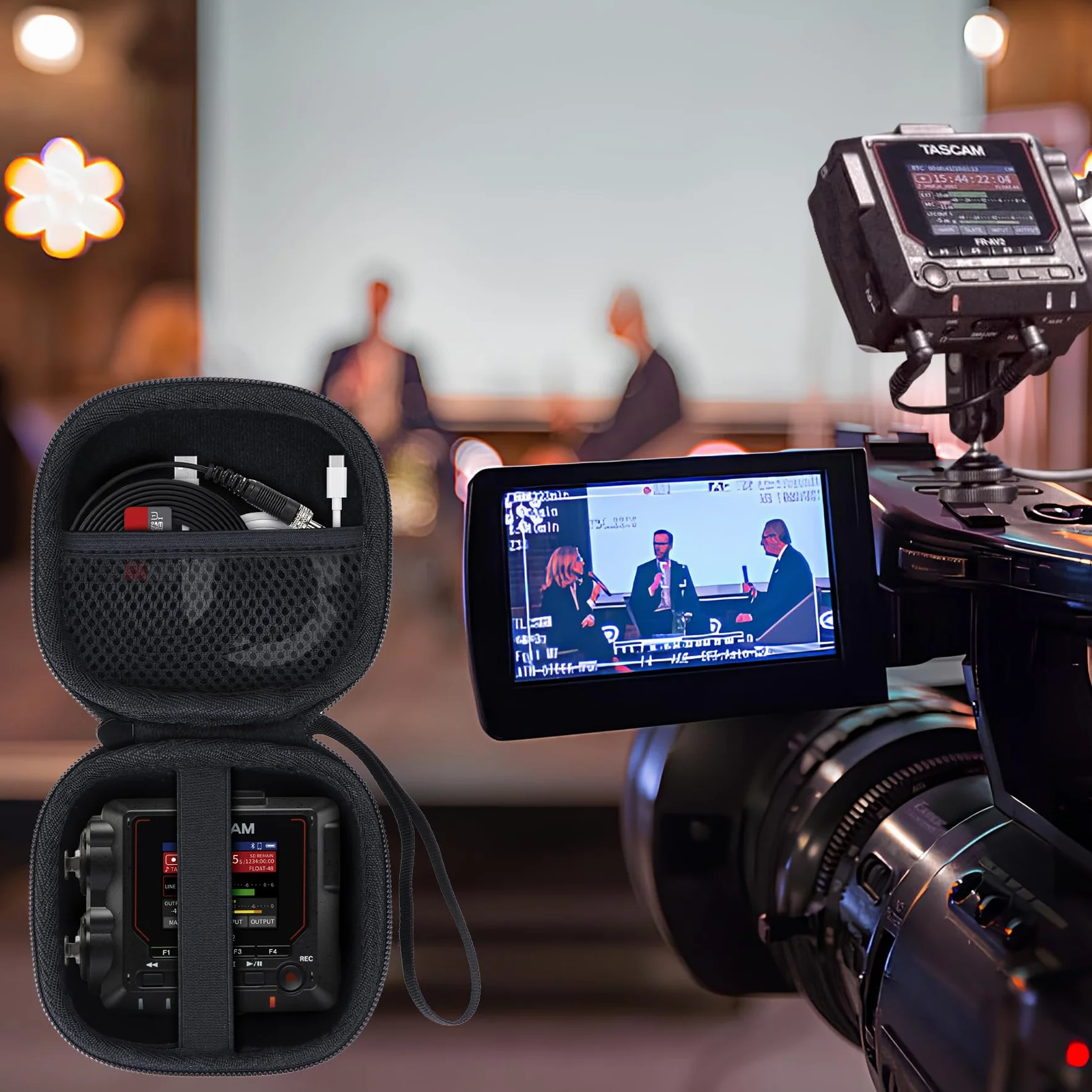 Lebakort Twarde etui ochronne etui do TASCAM FR-AV2 profesjonalny 2-kanałowy rejestrator audio