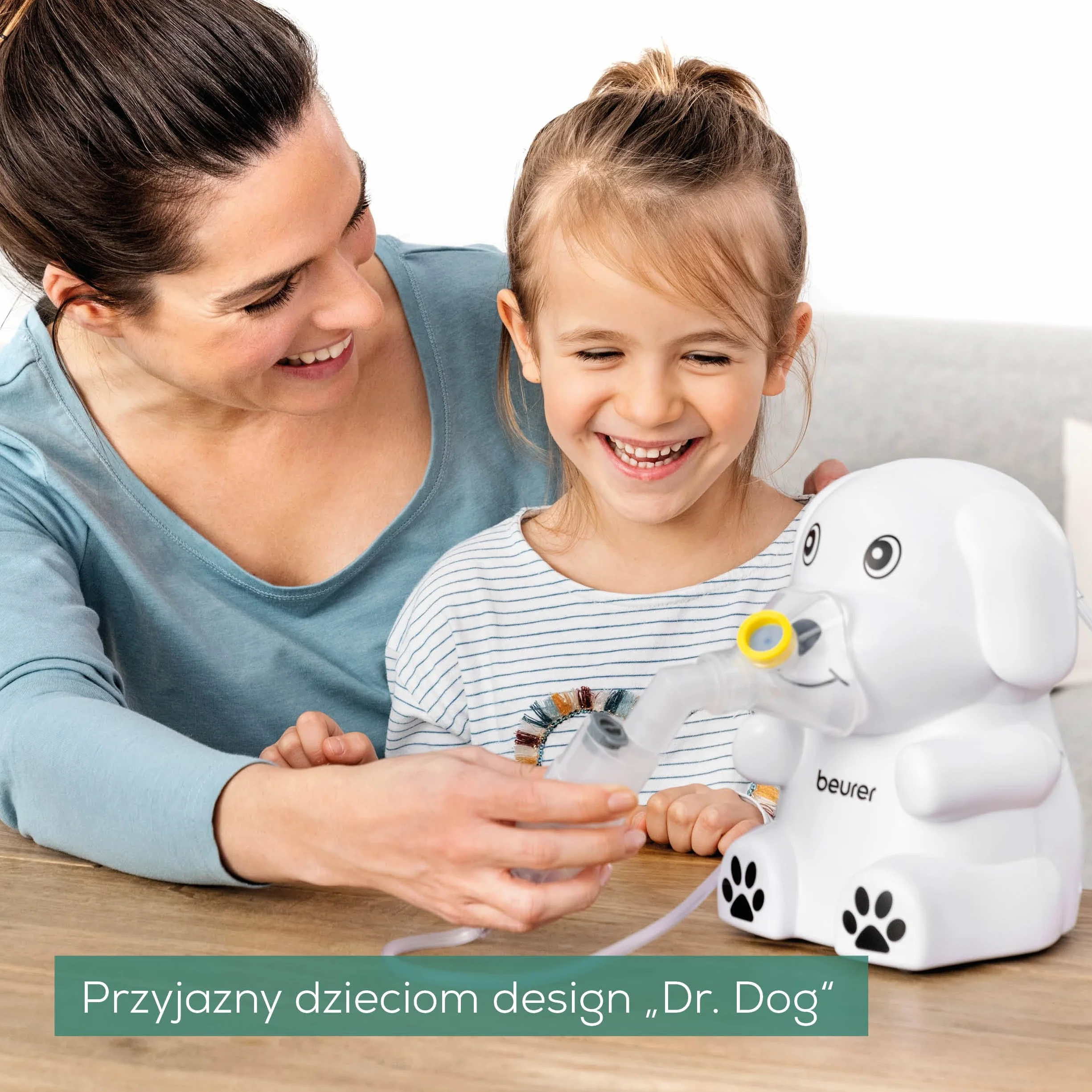 Beurer IH 24 Kids inhalator z przyjazną dla dziecka konstrukcją do nebulizacji płynnych leków, od 6 miesięcy, wysoka wydajność nebulizacji i krótki czas inhalacji, silikonowa maska dla wrażliwej skóry