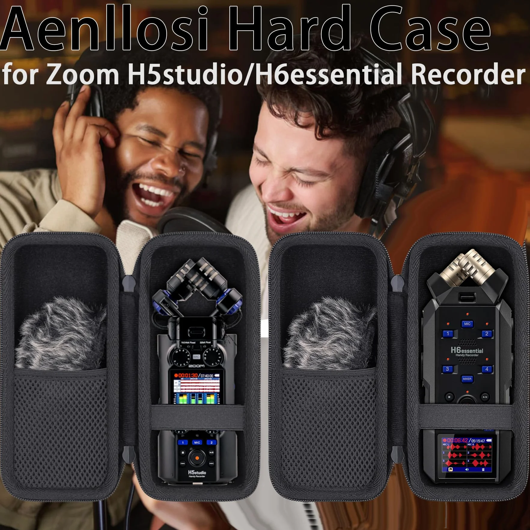 Twarde etui podróżne Zoom H6essential H4essential H1essential Aenllosi, Czarny