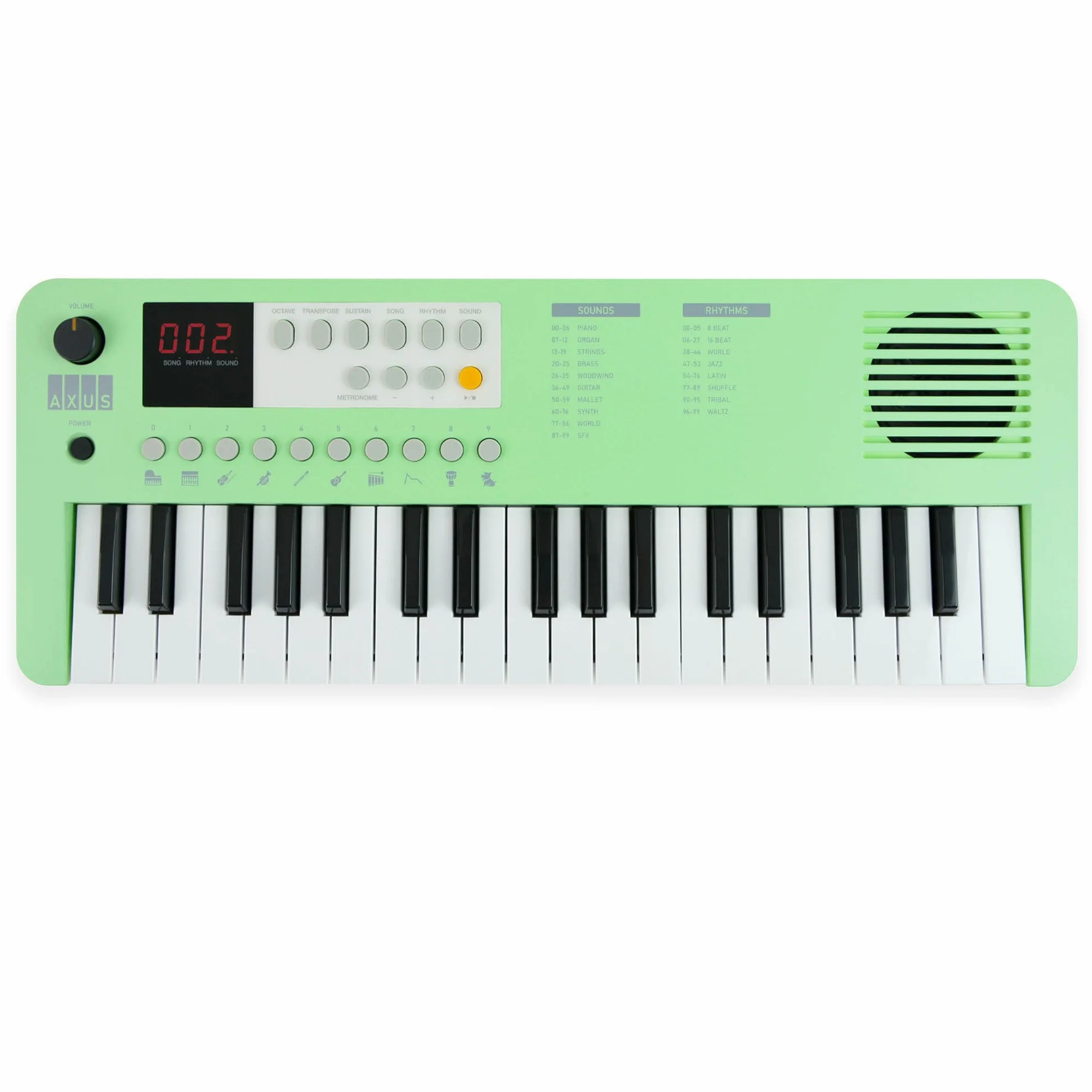 Axus Mini Przenośna Klawiatura 37 W Kolorze – Zabawne Pianino Elektryczne Dla Początkujących, Usb-C Lub Zasilanie Bateryjne