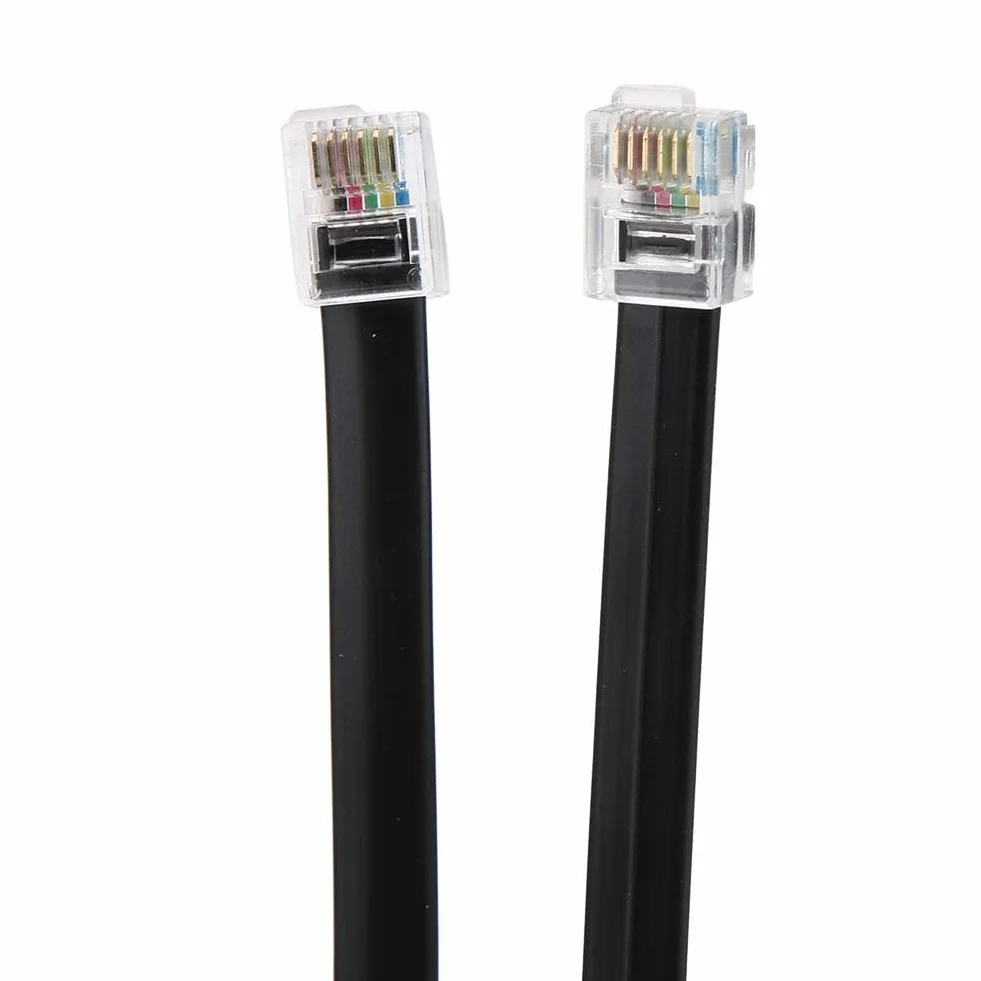 Kabel krosowy, 2-częściowy kabel czujnika krosowego RJ25 6PIN o długości 1,3 stopy, kabel danych 6P6C z łańcuchem z podwójną głowicą kryształową, UL20251 28AWG 6-żyłowy 7 / 0,12 mm kabel miedziany do robota / samochodzika / DIY Micro