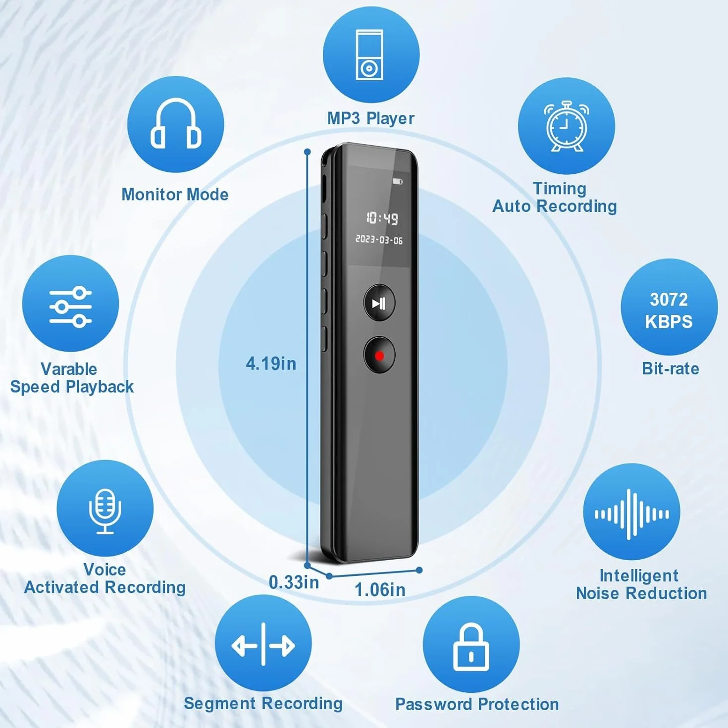 Digital Voice Recorder, 800 Hrs Capture information Storage Device,Digital Audio Storage Device Perfect Capture Every Word for Lecture Interview Meeting Class
