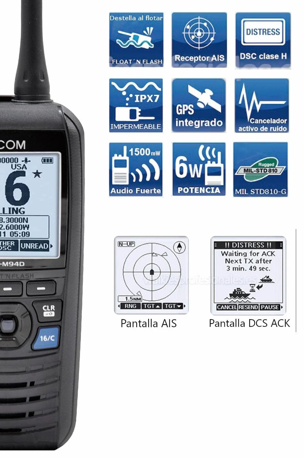 ICOM IC-M94 VHF RADIO MARINE TRANSCEIVER z odbiornikiem DSC i AIS
