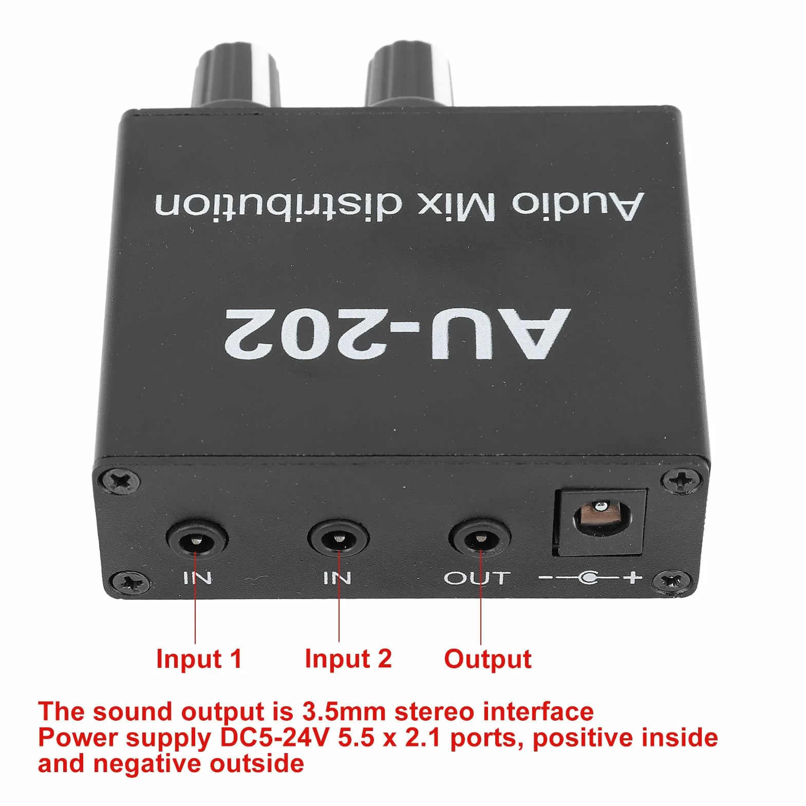 2-Kana?owy Mikser Stereo headphone mixer 2 Wej?cia i 2 Wyj?cia, Niezale?na Regulacja G?o?no?ci, Niski Poziom Szumów, Ma?y Mikser D?wi?ku 3,5 mm do S?uchawek, DC 5-4V Mezcladores sin alimentación