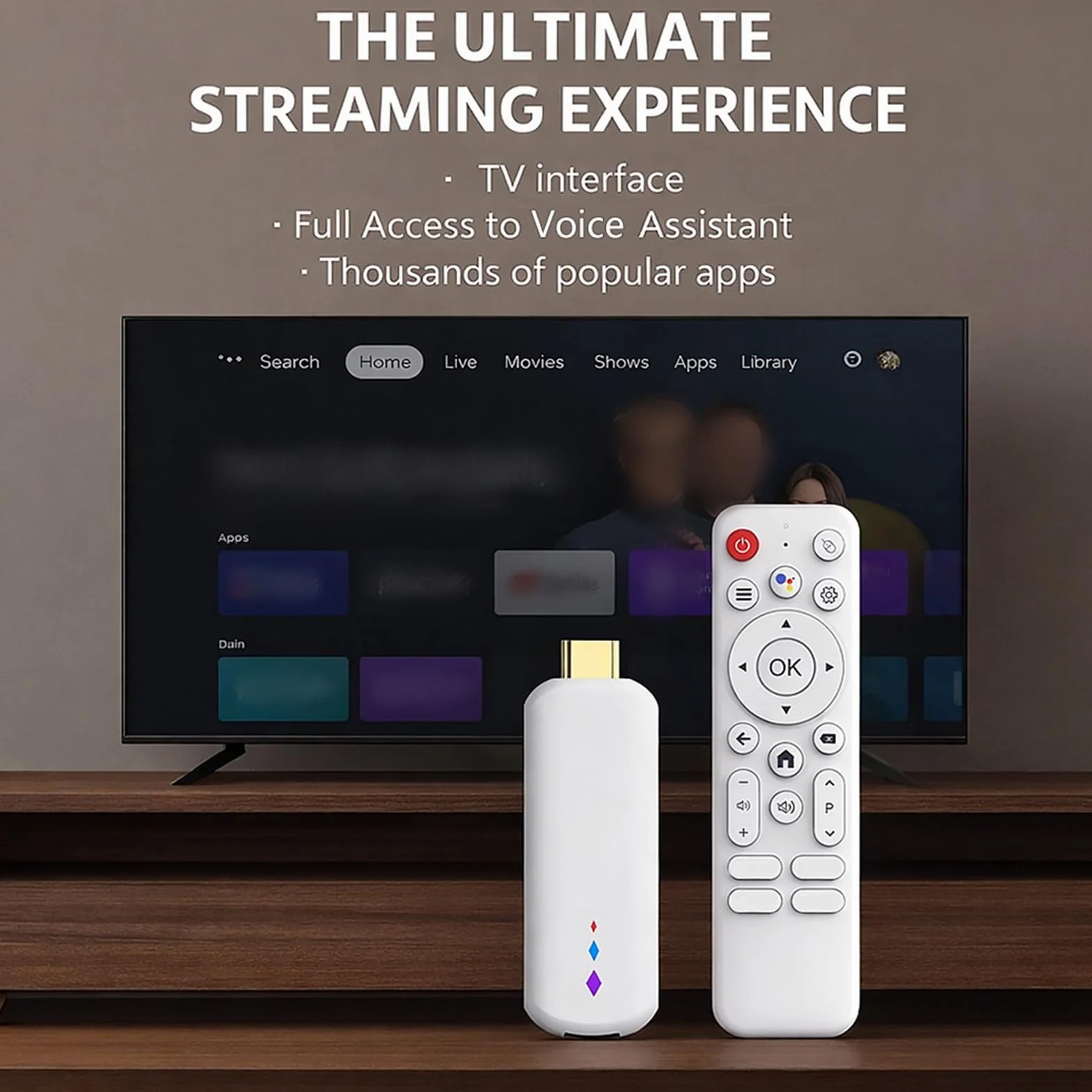 PUSOKEI TV Box Android 14.0, Smart TV Box ze Zdalnym Dostępem Głosowym, 2 GB RAM 16 GB ROM, 2,4G/5G WiFi, Dostęp do Wszystkich Stron Internetowych z Filmami, Urządzenie do Strumie