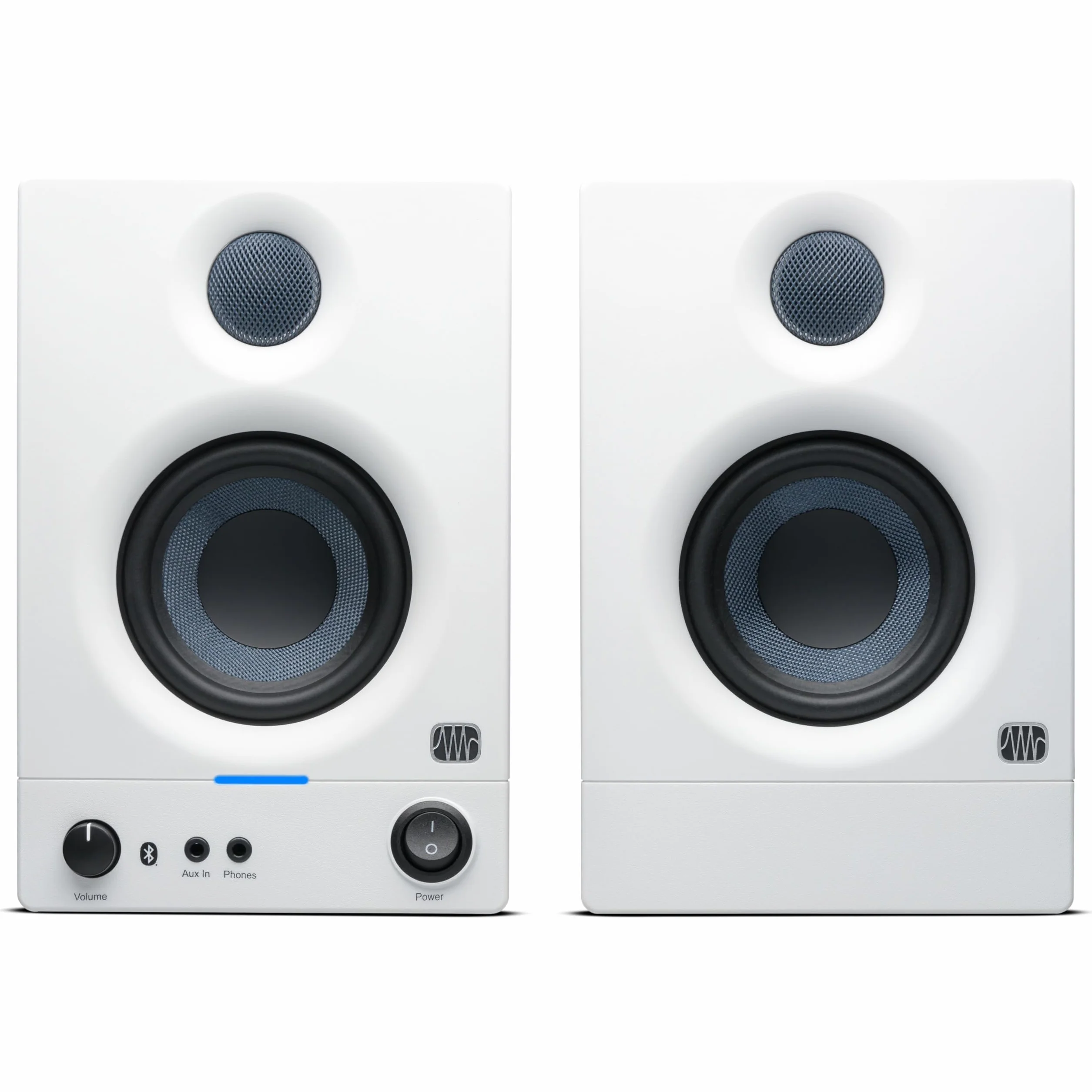 PreSonus Eris 3.5BT Gen 2 in White, Studio Monitor Speakers with Bluetooth, Pair, 3.5 Inch, 2-Way, Powered Desktop Speakers for Multimedia, Gaming, Studio-Quality Music Production, 50W Power