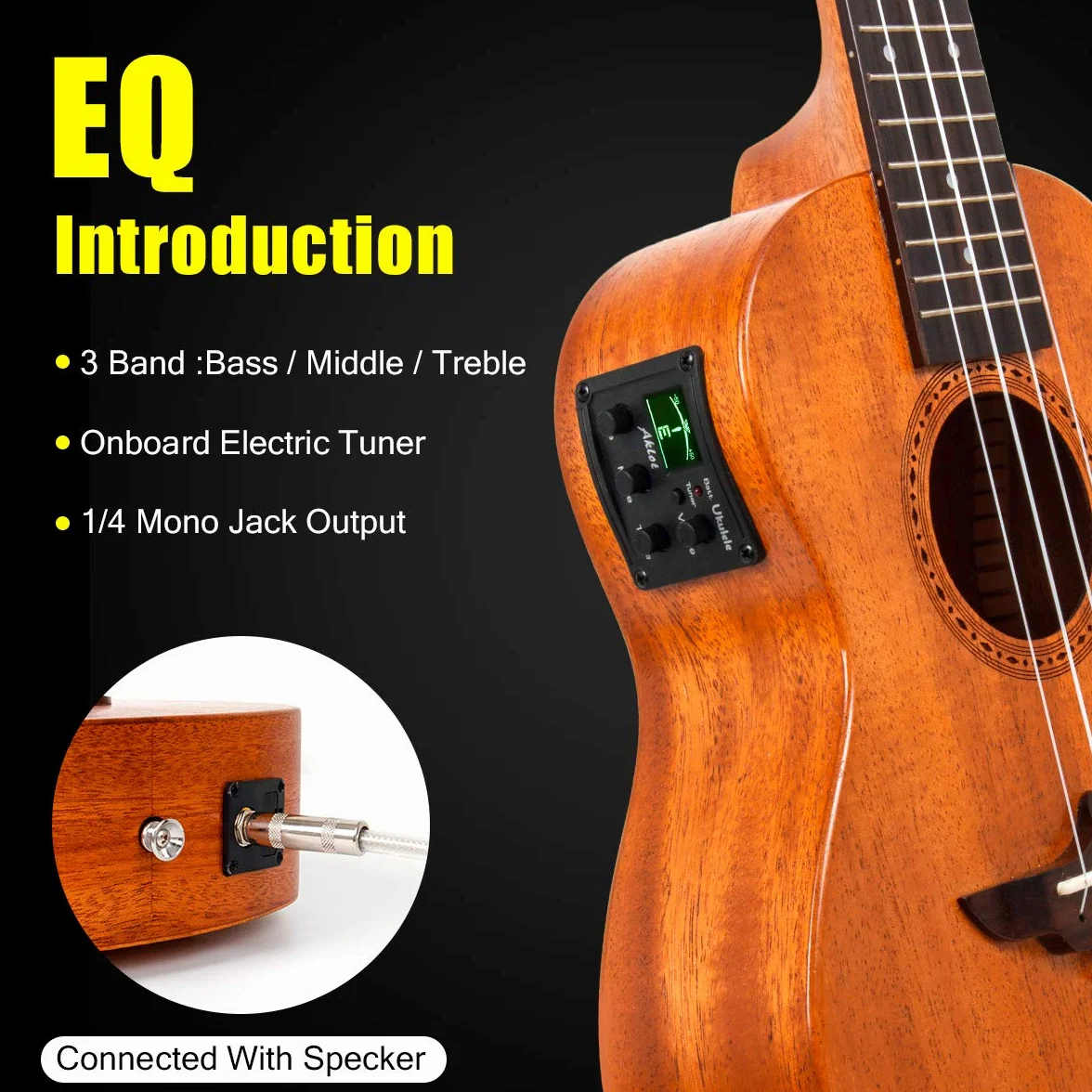 Tenorowy Ukulele Electric Ukulele 26-calowe solidne mahoniowe Ukelele dla profesjonalistów z bezpłatną lekcją online 8 paczek Akcesoria Uke (wybór toreb Pasek szmatka do czyszczenia sznurka Instrukcja obsługi Twardy futerał)