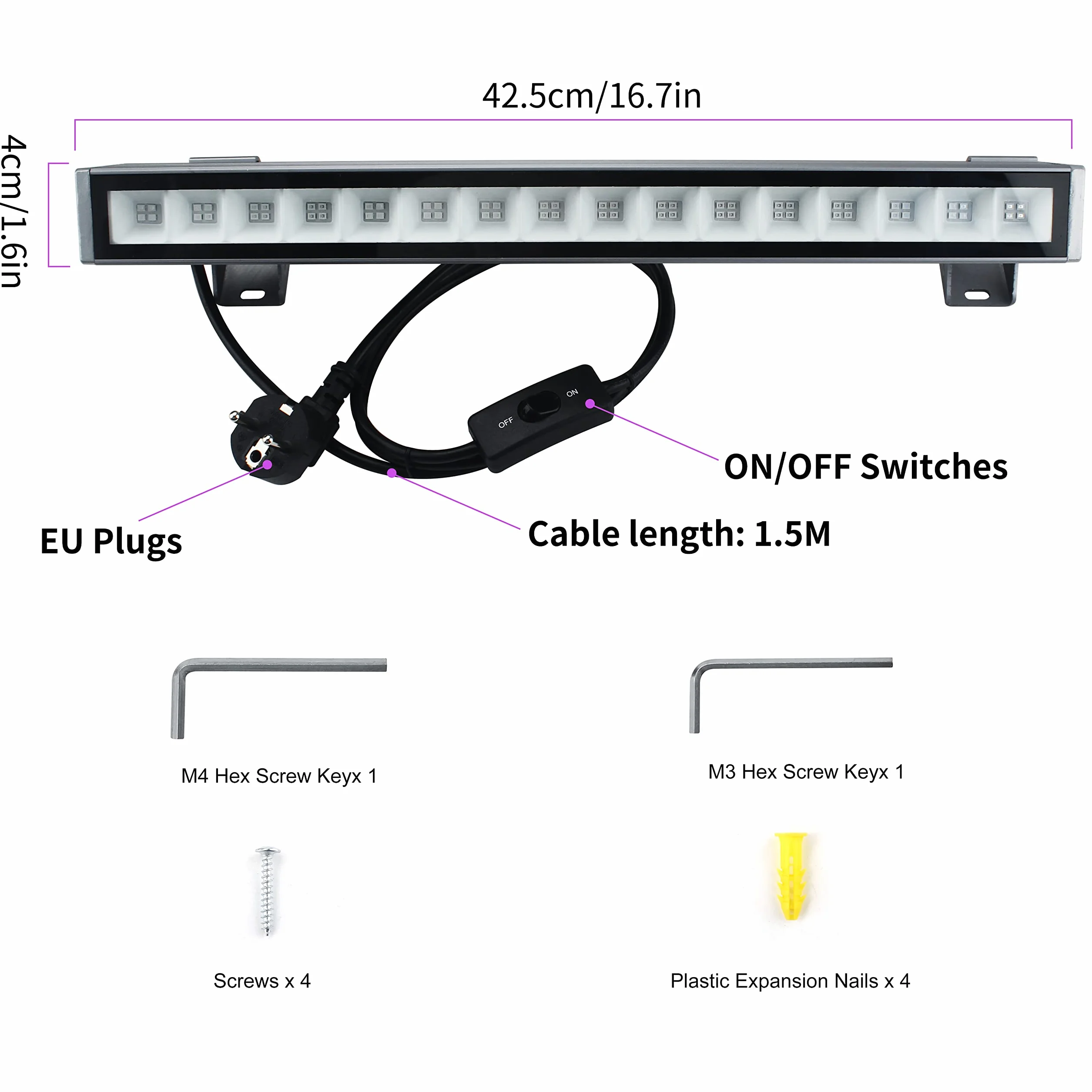 Lumiere Black UV, 2 sztuki 30W LED UV Tube, IP66 wodoodporna 64 diody LED fioletowa lampa barowa, 395-400nm zewnętrzna UV czarne światło na imprezę fluorescencyjną, imprezę neonową, farba