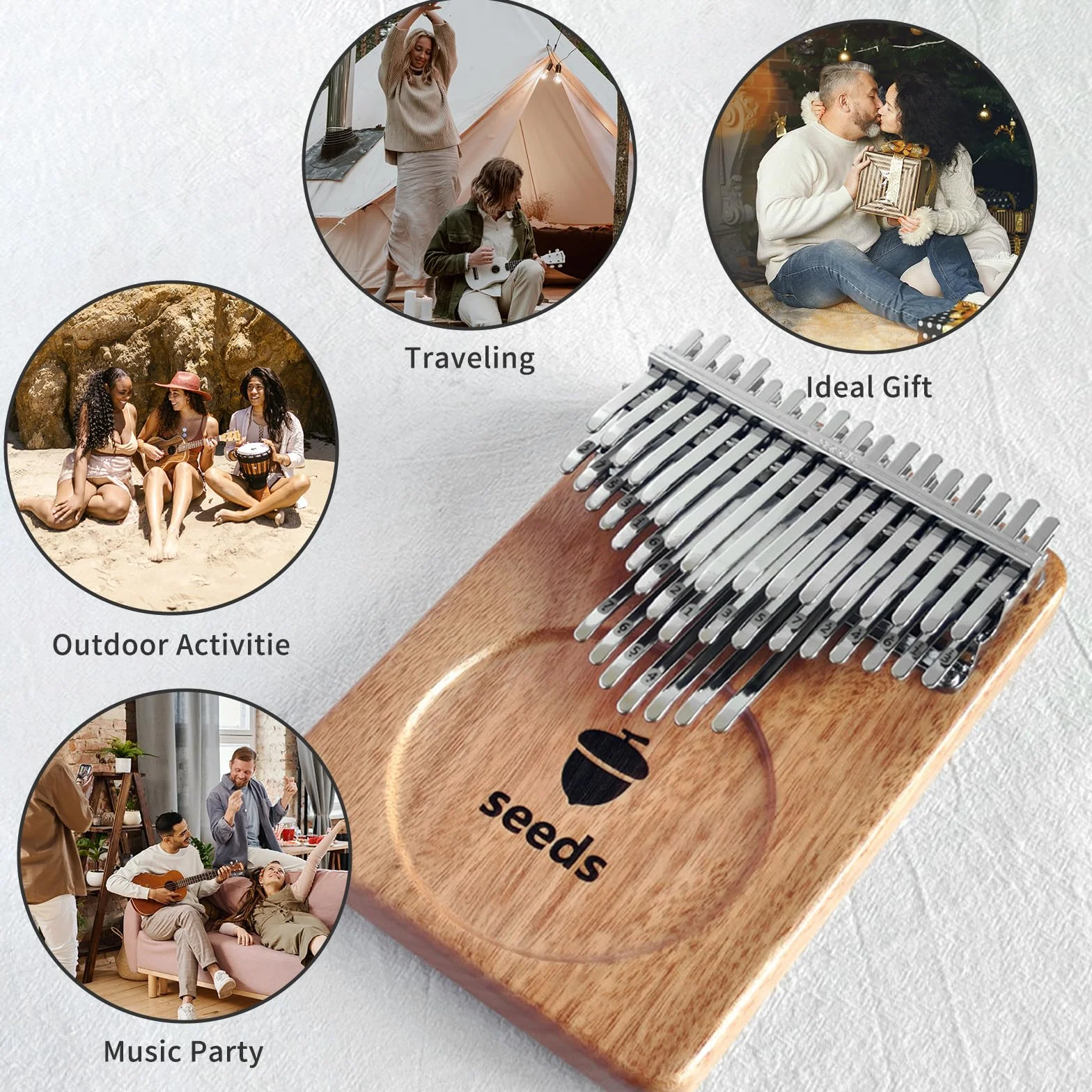 Seeds Kalimba 41 klawisze chromatyczny kciuk fortepian Ryby C-Tuned, podwójna warstwa płaska deska czarny orzech instrumenty muzyczne pomysł na prezent dla dzieci dorosłych początkujących