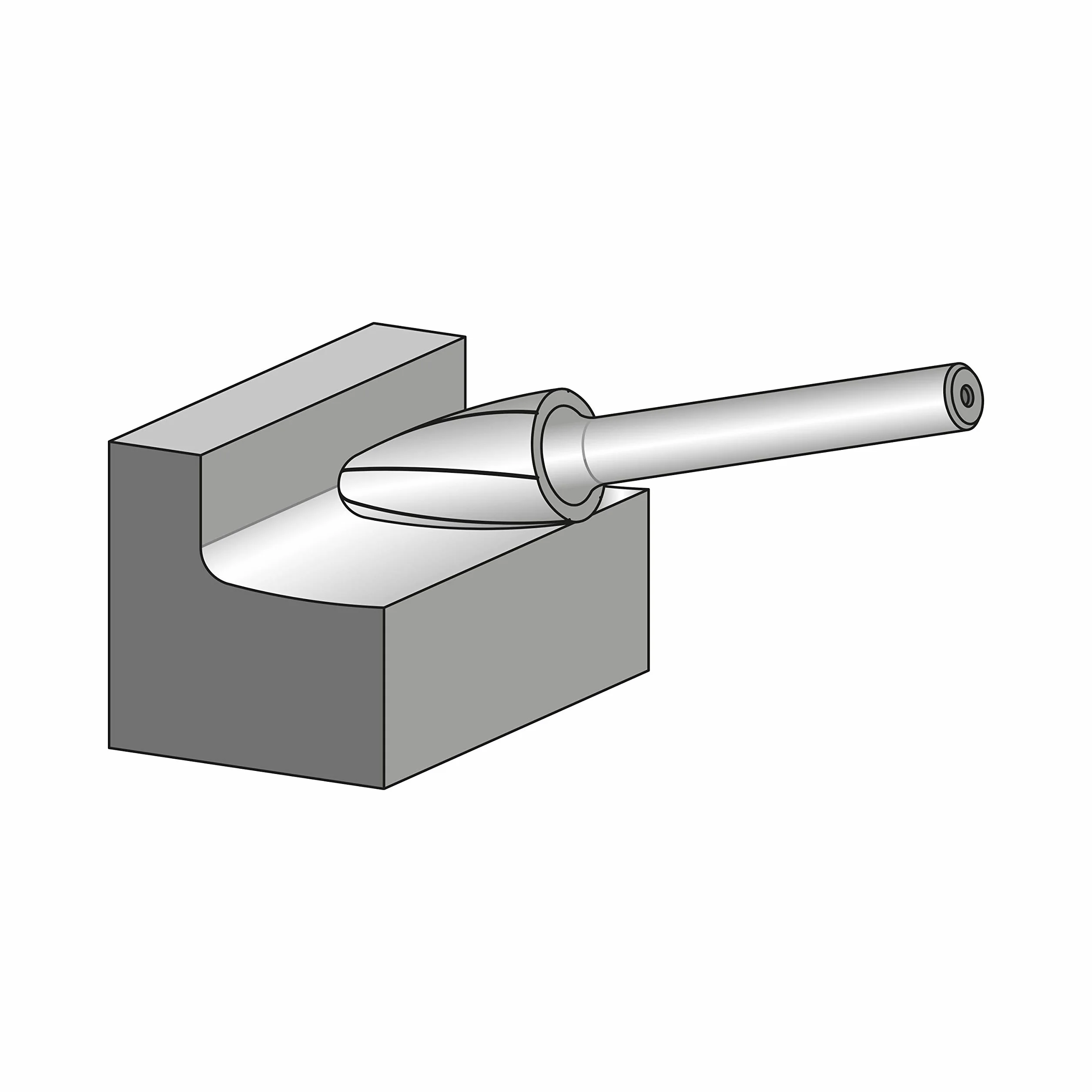 PFERD Sztyft frezujący HM, okrągły kształt łuku, uzębienie 3 PLUS, trzpień Ø 6 mm, trzpień ø 3 mm, długość 43 mm, 21230083 – do uniwersalnego zastosowania na najważniejszych materiałach przemysłowych