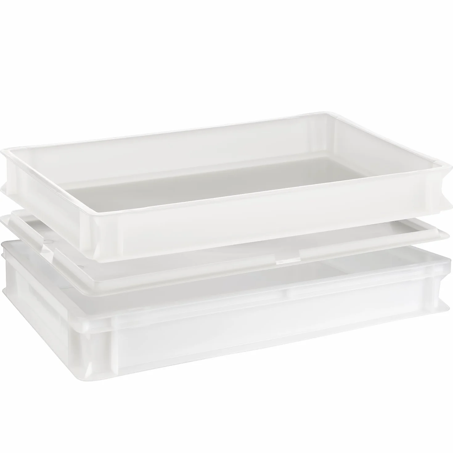 APS 82442 pojemnik na ciasto – pudełko na pizzę, można układać w stos, pojemność 14 l, wymiary wewnętrzne 56,5 x 36,5 cm, do profesjonalnego utrzymania świeżości i fermentacji kulek ciasta