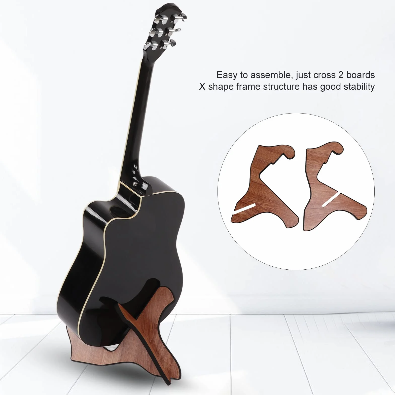 VINGVO Stojak na gitarę, Fentar stojak na gitarę z drewna, uniwersalny stabilny antypoślizgowy stojak na gitarę, przenośny zdejmowany uchwyt na instrumenty strunowe do gitary