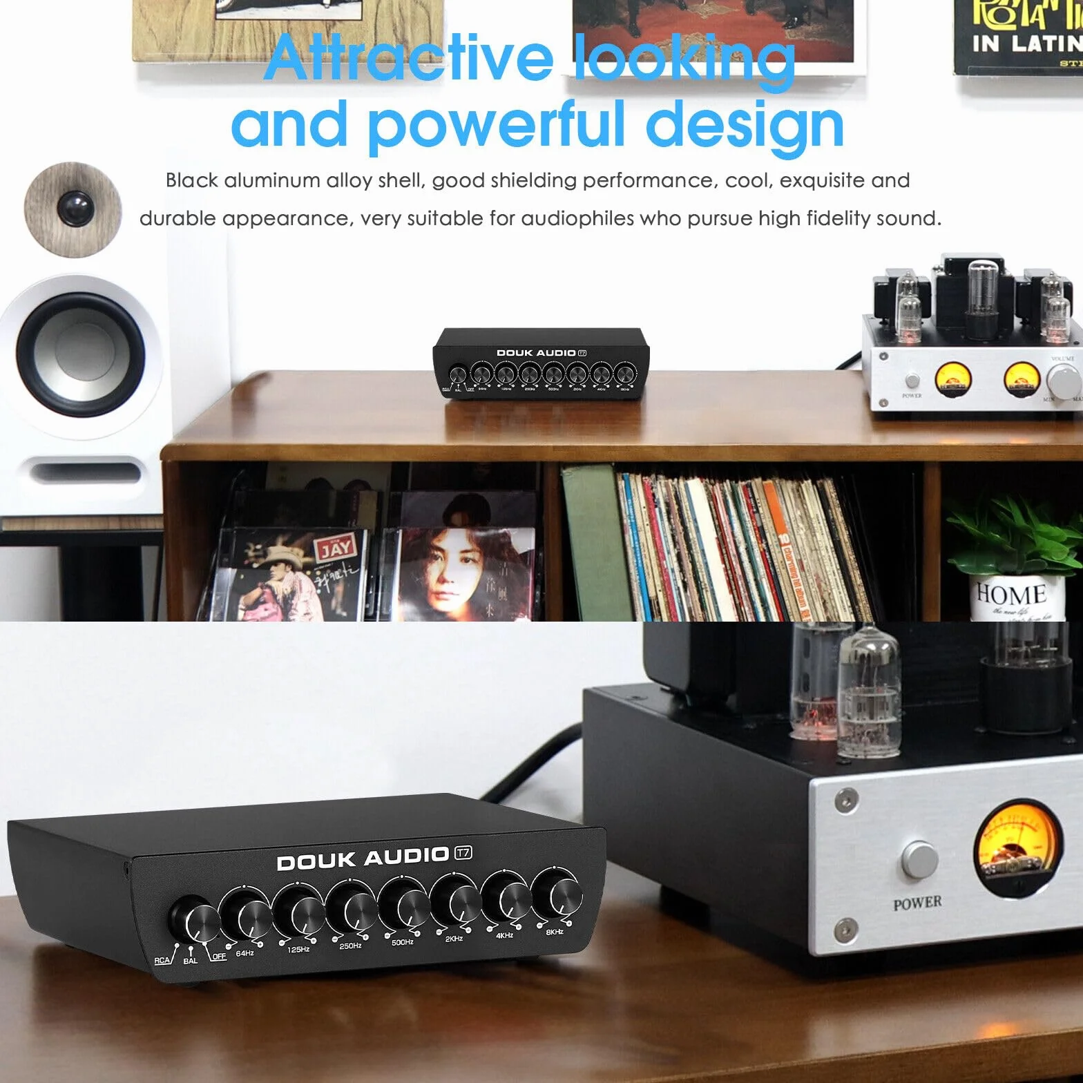 Douk Audio T7 7-pasmowy korektor, zrównoważony wzmacniacz XLR/RCA do wzmacniacza domowego