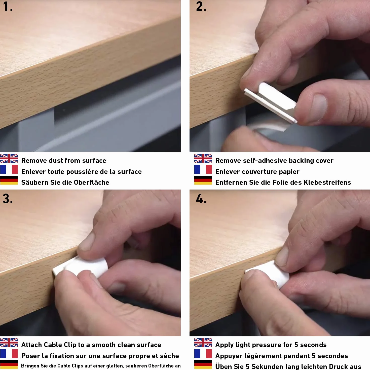D-Line CTCLIP20PK, Klipsy do układania kabli, praktyczne mocowanie kabli samoprzylepnych, Zaciski kablowe do ładowarek mobilnych i oświetlenie dekoracyjne - Pakiet 20, Biały