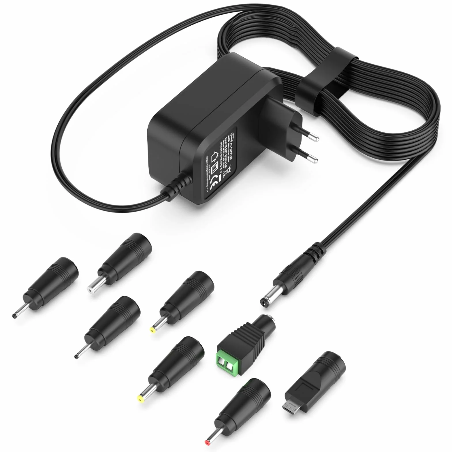 12 V zasilacz sieciowy 2 A AC adapter 200-240 V do DC 12 V 500 mA 1000 mA 1500 mA 2000 mA wtyczka 5,5 x 2,1 mm z 8 wtyczkami DC transformator uniwersalny do oświetlenia LED, zewnętrznego dysku