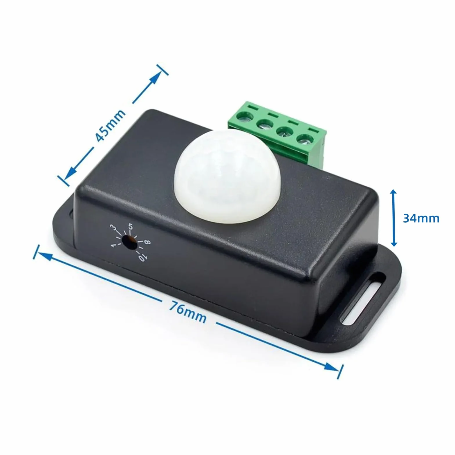 1 szt 12V-24V PIR Sensor Ruchu – Sterownik Światła Infradułotowego do Stripy, Dostosowalny Timer (1-10 Min), 120° Wykrywanie, Zasięg 8M (Biały)