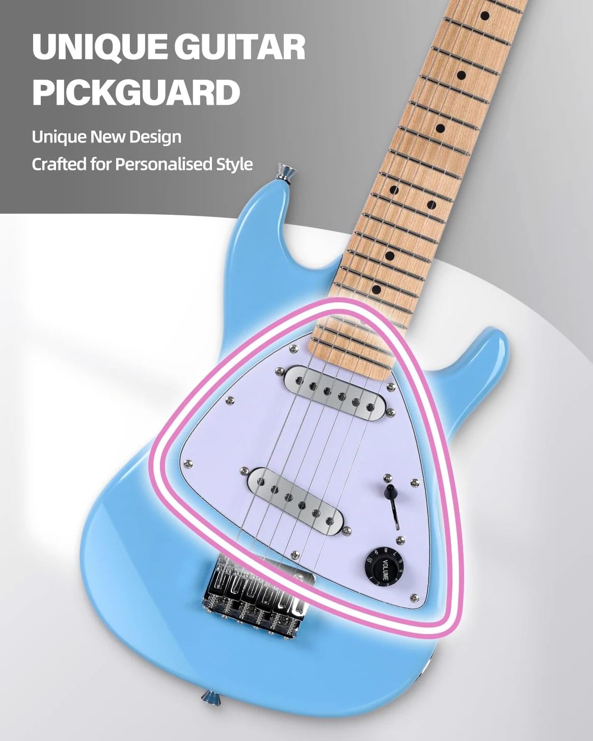 Winzz Zestaw dla początkujących, gitara elektryczna dla dzieci, rozmiar 1/4, mini gitara elektryczna dla dzieci, kompletny zestaw ze wzmacniaczem, błyszczący niebieski kolor