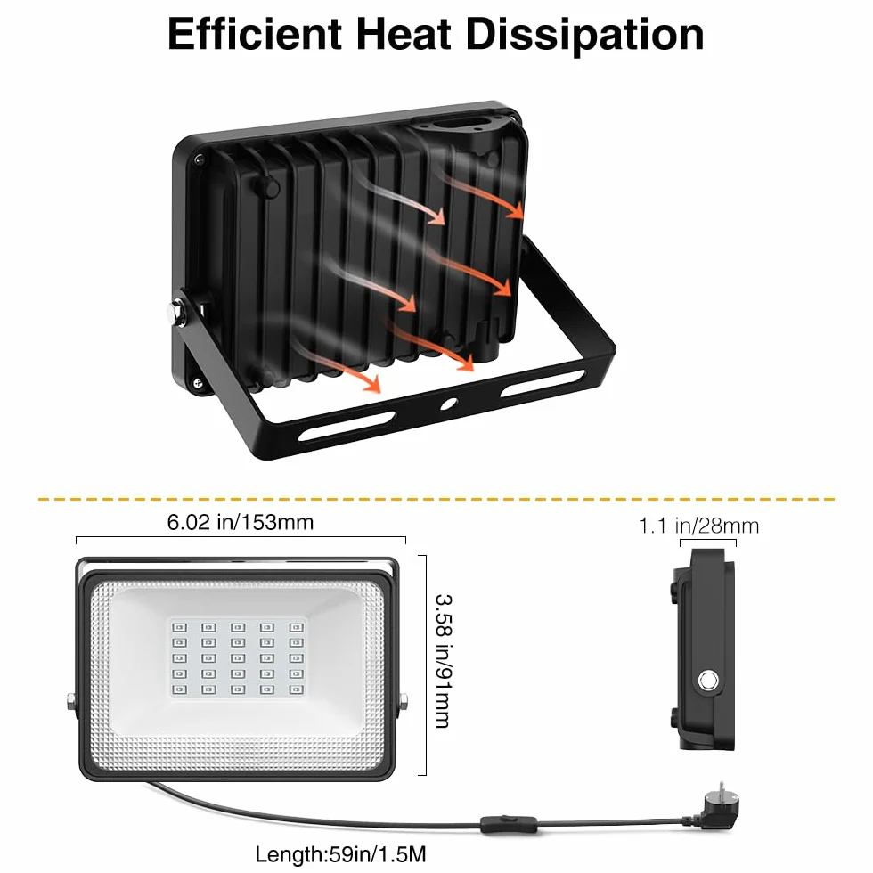 Onforu 2 reflektory LED 30 W, czarne światło, światło UV z wtyczką, wodoszczelność IP66, fluorescencyjne czarne światło z przełącznikiem, reflektor UV na imprezę do baru, neonowe kolory, dekoracja na