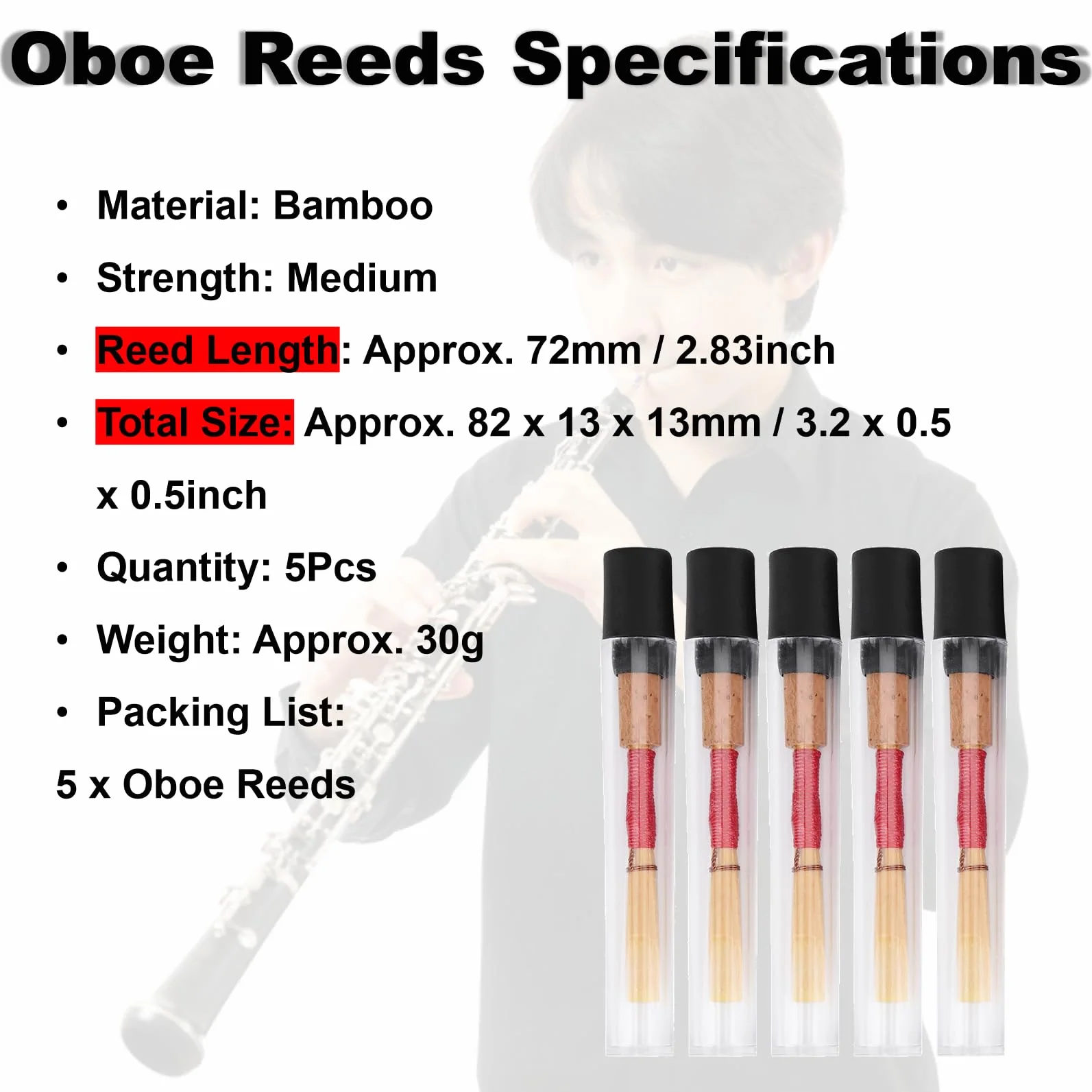 5 sztuk stroików do oboju oboe reed mi?kkie, ?redniej wytrzyma?o?ci, r?cznie robione, trwa?e i mocne akcesoria cz??ci zamienne do instrumentów d?tych oboe reeds Muziekinstrumenten