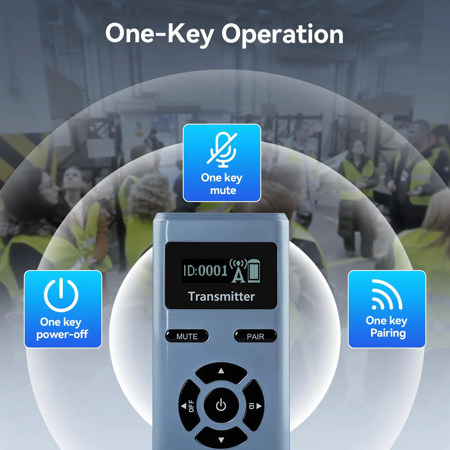 Retekess TT106S Bezprzewodowy System Tour Guide, Słuchawki Tour Guide, Sterowanie Jednym Dotknięciem, 2.4G,Port ładowania USB, dla Grup Turystycznych, Sesje Szkoleniowe (1 Nadajnik, 15 Odbiorników)