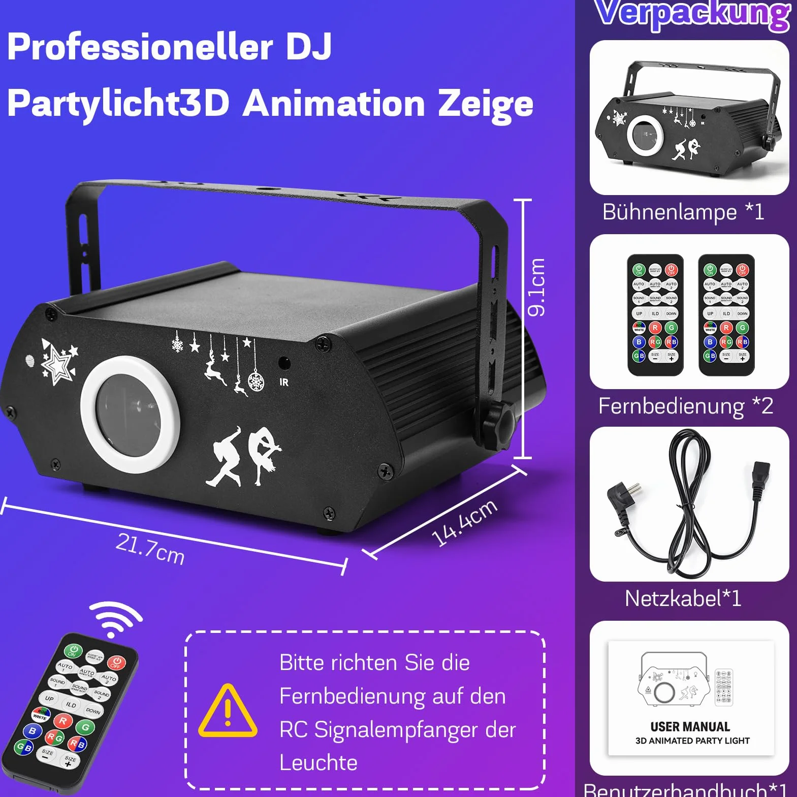 YIKANWEN Profesjonalne oświetlenie imprezowe DJ – 170+ 3D RGB reflektor animacyjny, aktywacja dźwiękiem i DMX512, sterowanie za pomocą aplikacji do pokazów scenicznych, dyskoteek klubowych