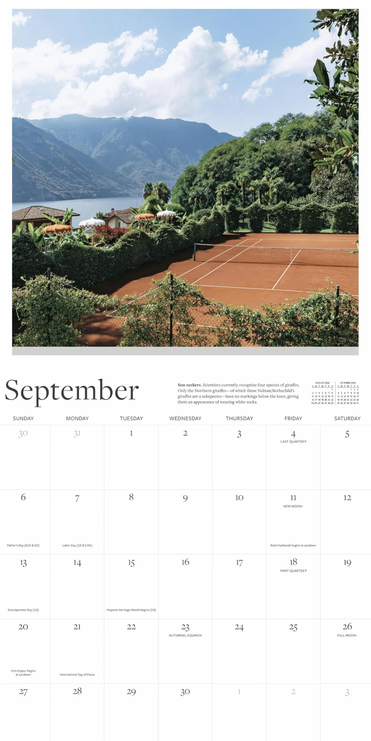 The Tennis Court Wall Calendar 2026: A Year of the World's Greatest Tennis Courts
