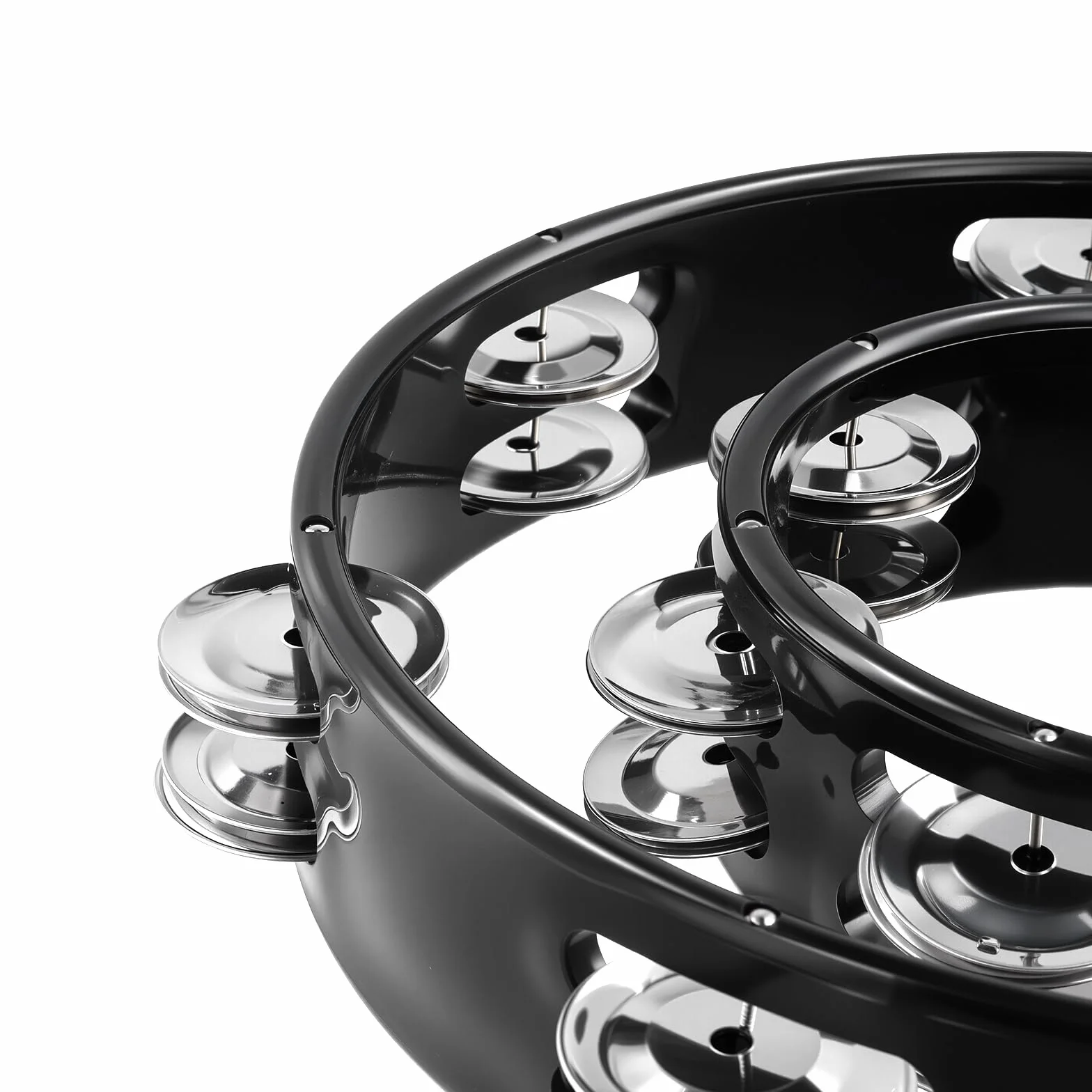 ZOENHOU 3 sztuki tamburynu z tworzywa sztucznego z 20 parami metalowych dzwonków, pierścień w kształcie półksiężyca z uchwytem, dwurzędowy instrument perkusyjny na imprezę, KTV i w barze, czarny