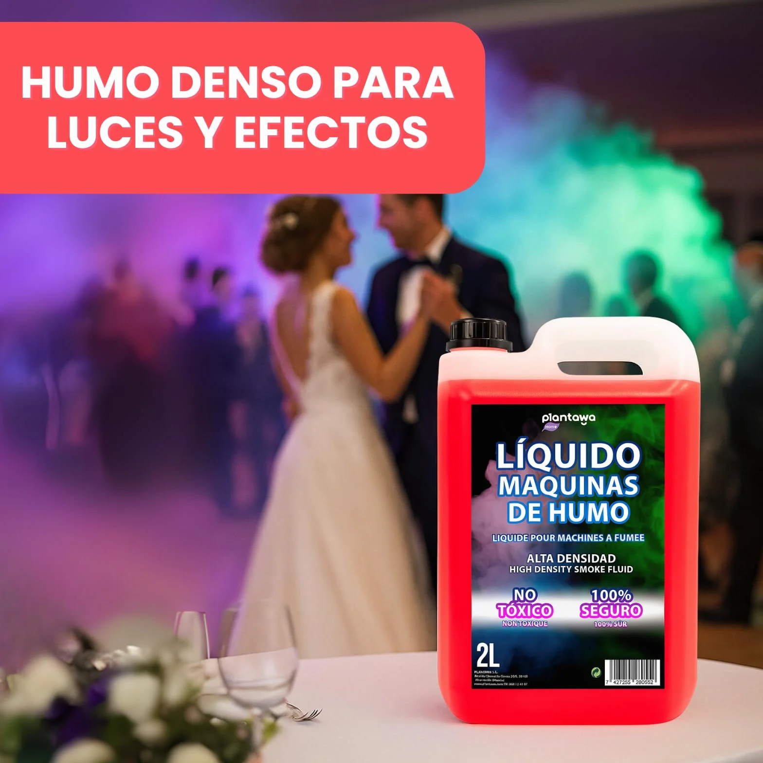 Plantawa 2 litry Natural Smoke Machine | Płyn Maszyna do dymu o wysokiej gęstości i długiej żywotności, bezpieczny dla oddychania, bez niebezpiecznych chemikaliów, okrucieństwo za darmo, dyskoteki,