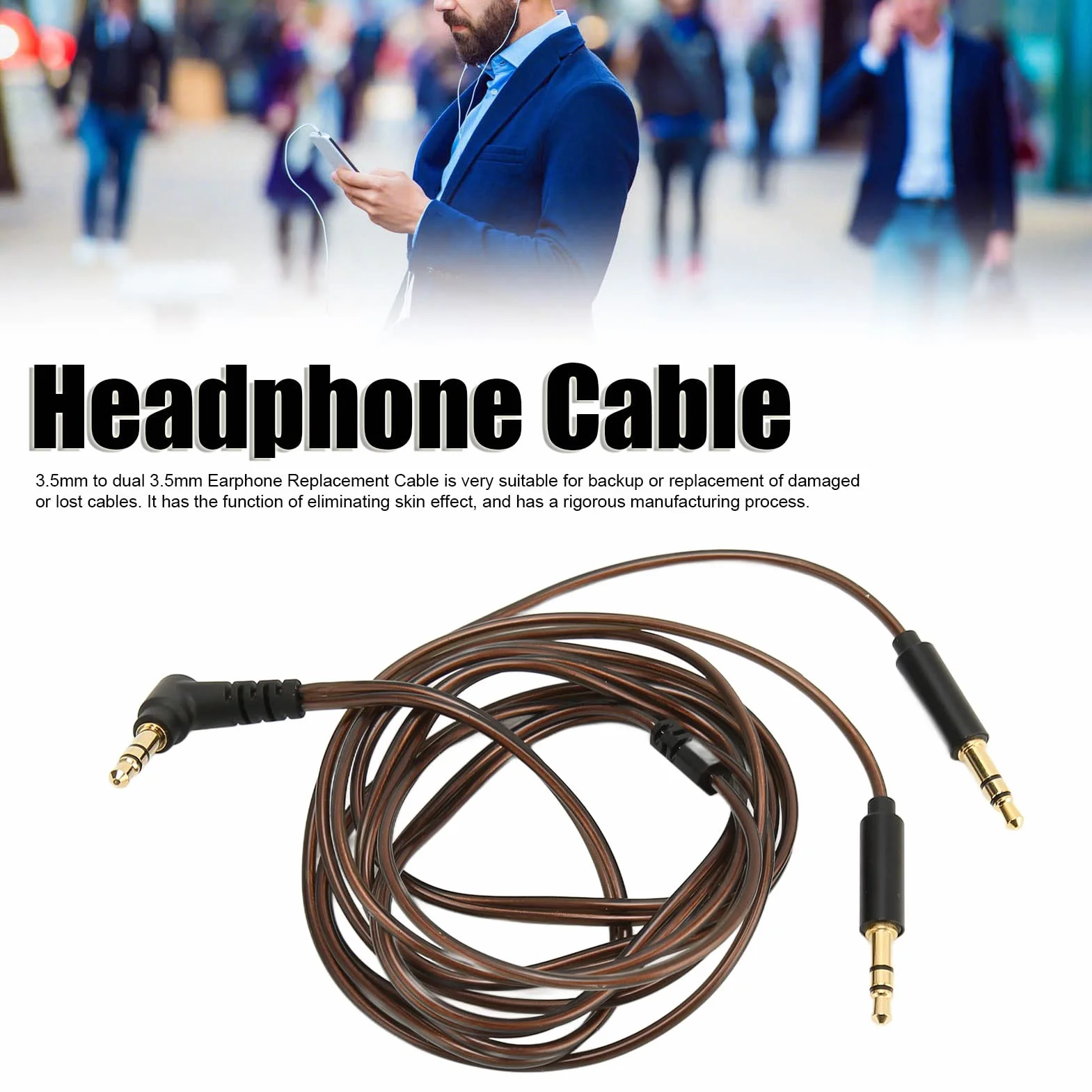 Kabel zamienny do Hifiman Sundara, Arya, Ananda, He400se, Deva Pro, He4xx i innych zestawów słuchawkowych 3,5 mm (wersja 3,5 mm do podwójnego 3,5 mm), 1,2 m