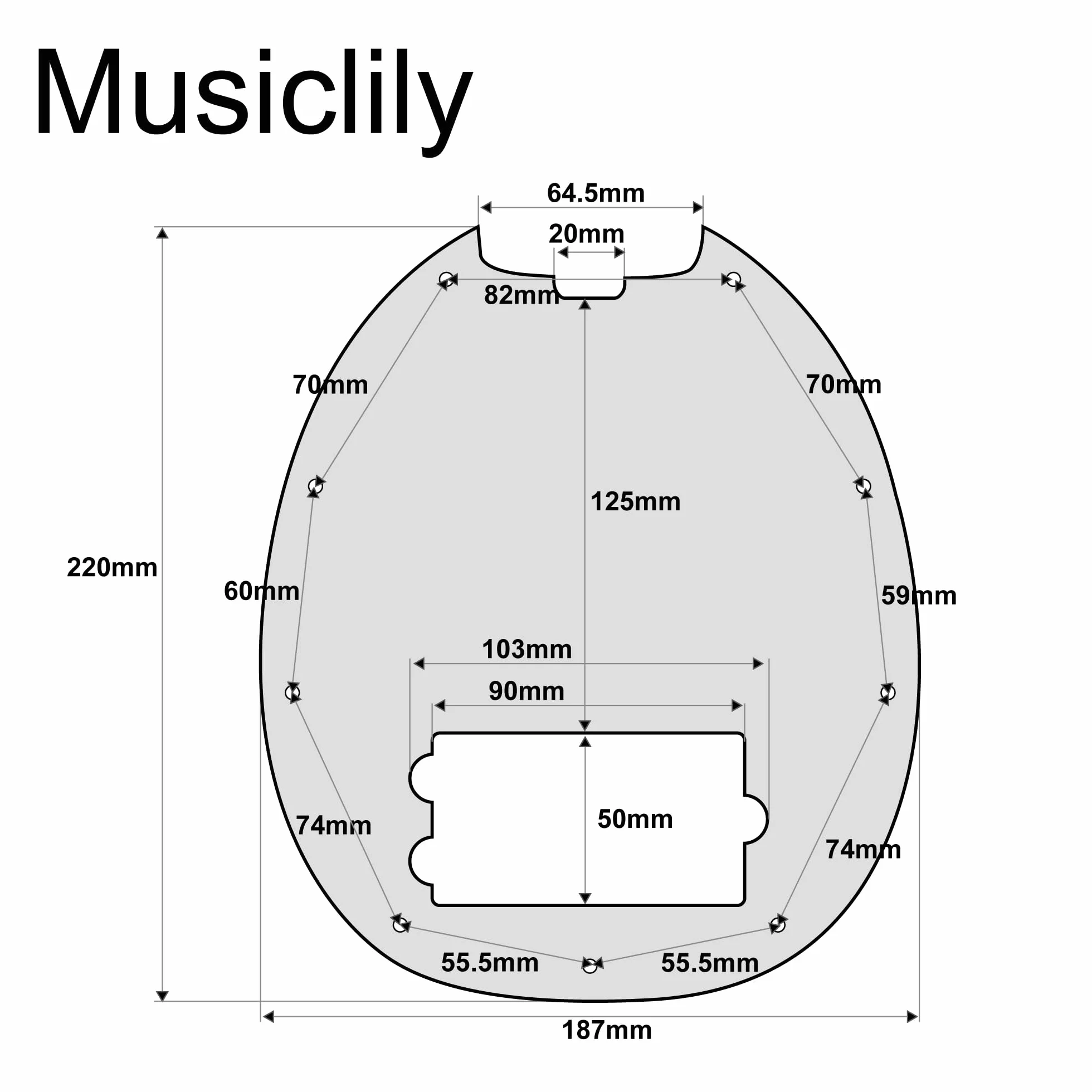 Musiclily 9 Otworów Pickguard Basu do 4-strunowy Music man Stingray Bass, 4 warstwowy White Pearl
