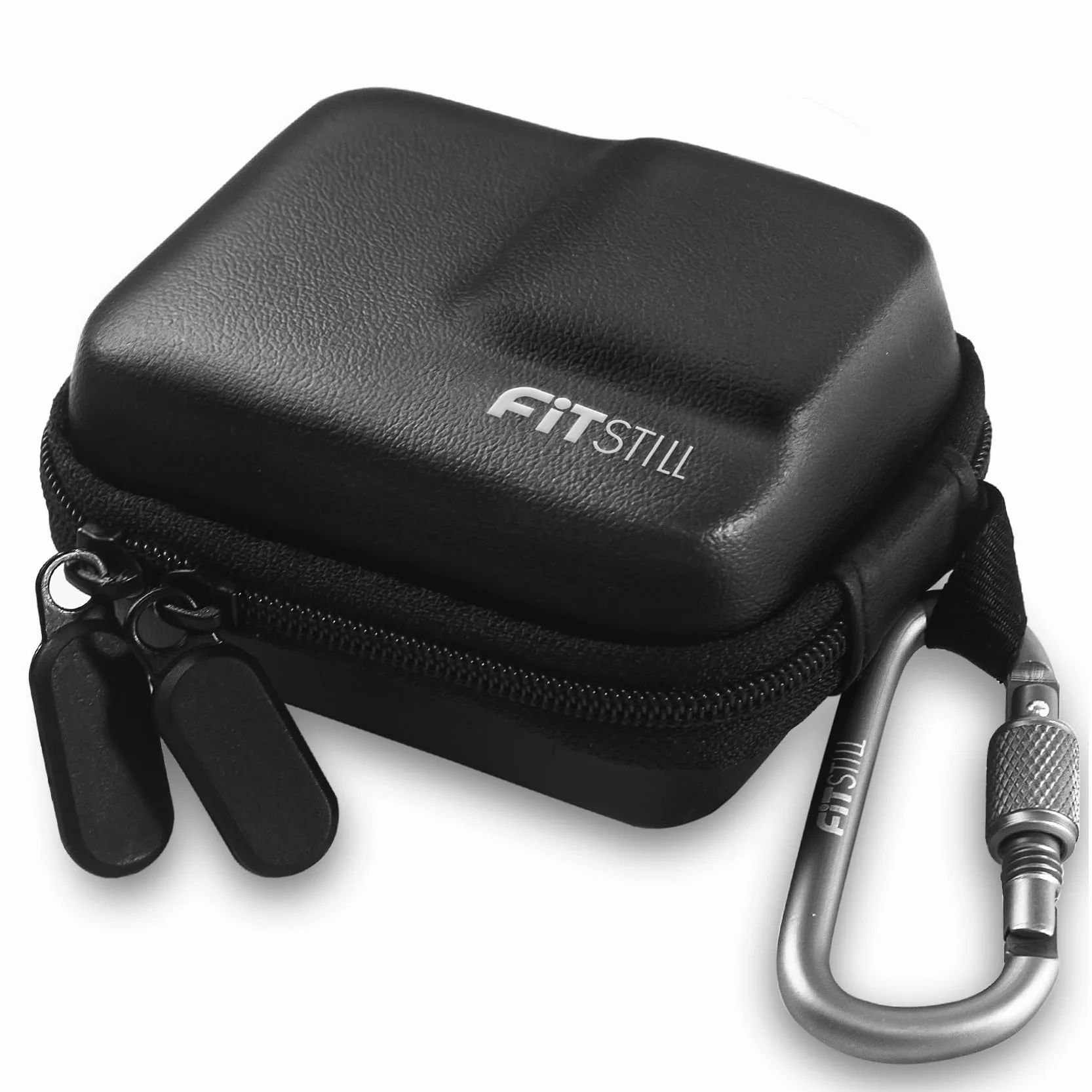 FiTSTILL Czarne mini etui do przechowywania DJI Action 5 Pro / 4 / 3, podwójny zamek błyskawiczny może być bezpośrednio podłączony do uchwytu selfie