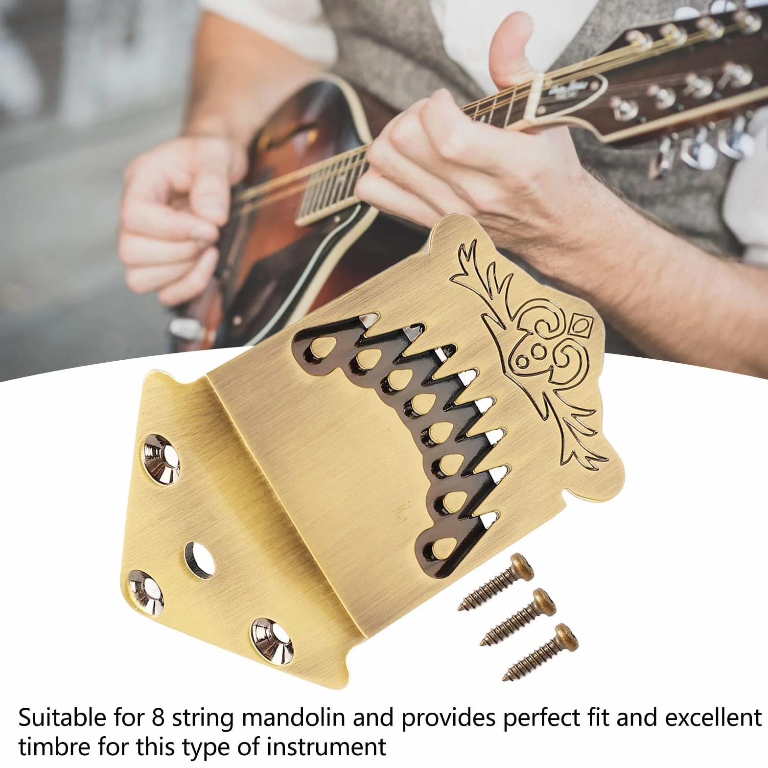 8 Strunowy Końcówka Mandoliny Wzór z Piór Metalowy Brązowy Kolor Końcówka Mandoliny część Zamienna Akcesoria do Instrumentów
