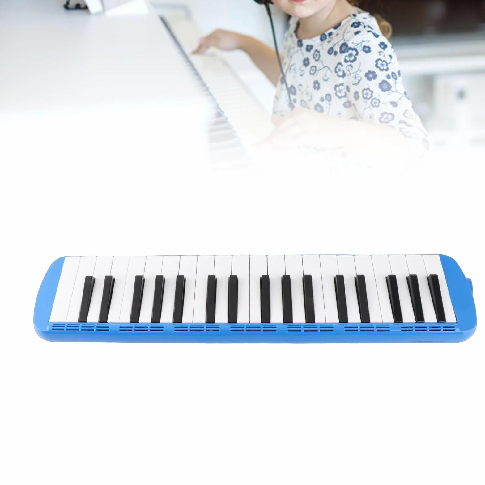 Melodica 37 Klawiszy Klawiatura Melodica Wind Instrument Muzyczny dla Początkujących Profesjonalnych Szkoleń z łatwą Instalacją(niebieski)